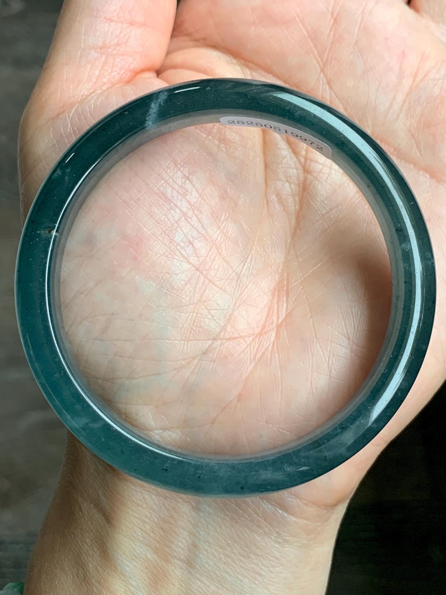 Certified Natural Grade A Guatemalan Icy Translucent Gelatinous Dusty Teal Blue Jadeite Bangle Bracelet 55.7mm 37.7g 天然老种冰胶危蓝绿翡翠正圈手镯 9972