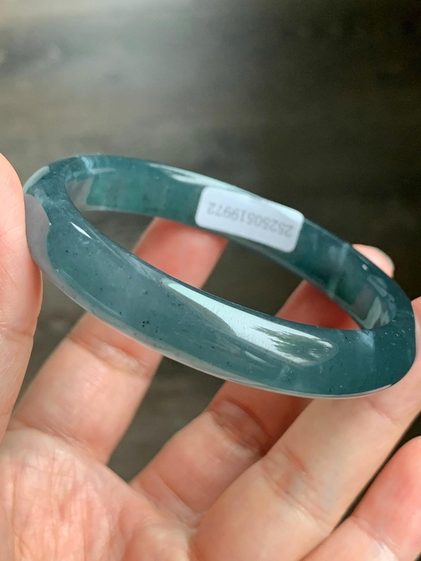 Certified Natural Grade A Guatemalan Icy Translucent Gelatinous Dusty Teal Blue Jadeite Bangle Bracelet 55.7mm 37.7g 天然老种冰胶危蓝绿翡翠正圈手镯 9972