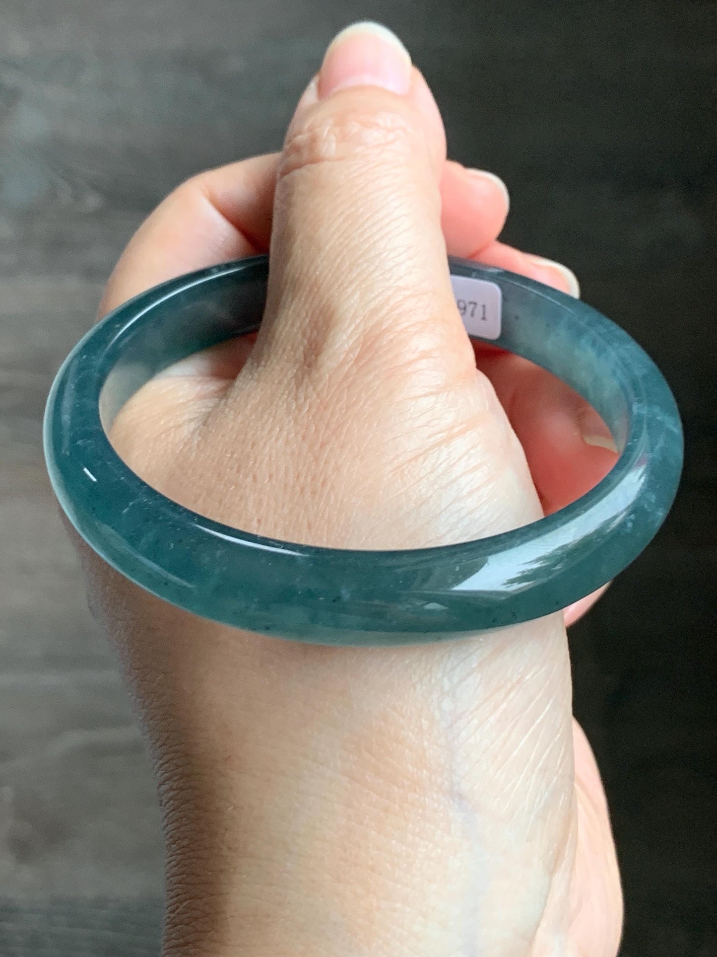 Certified Natural Grade A Guatemalan Icy Translucent Gelatinous Dusty Teal Blue Jadeite Bangle Bracelet 59.6mm 40.29g 天然老种冰胶危蓝绿翡翠正圈手镯 9971
