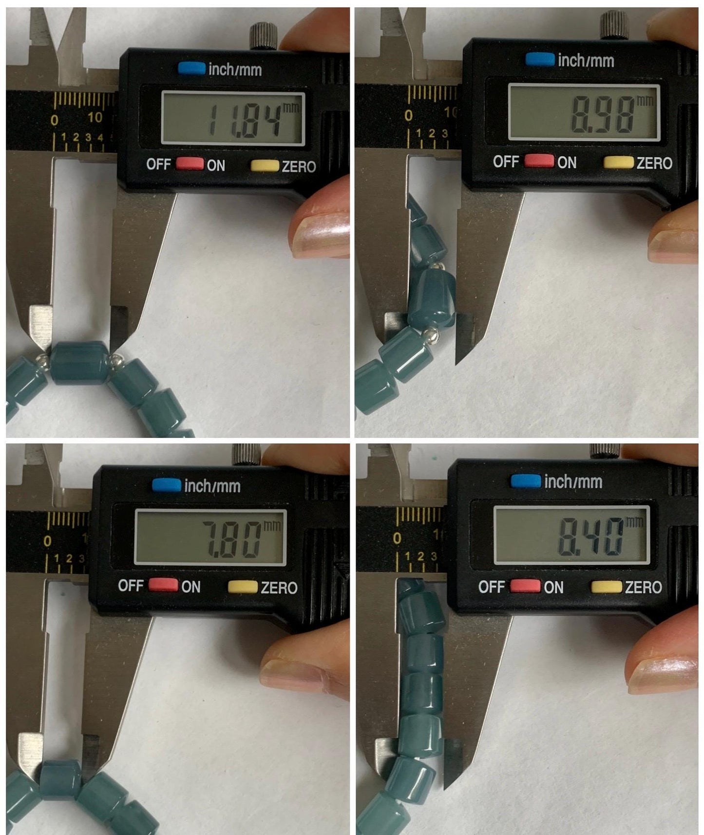 Natural Grade A Guatemalan Icy Translucent Gelatinous Dusty Blue Jadeite Barrel Beads Beaded Bracelet Stretchy 6.5” 25g 天然冰危篮翡翠桶珠手串 WLG213B