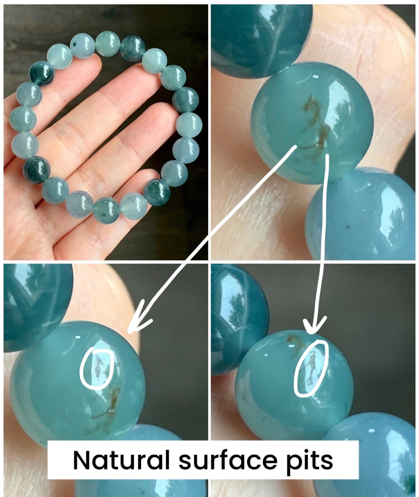 Natural Grade A Guatemalan Icy Highly Translucent Teal Blue Multicolored Jadeite Beaded Bracelet 9.7mm 7” 32g 天然老种冰危蓝水多宝翡翠手串 WDB330