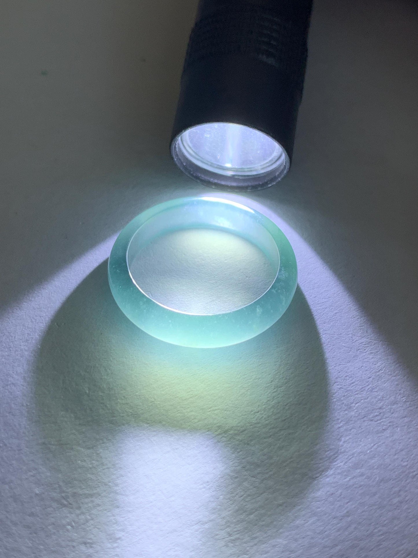 Natural Grade A Guatemalan Premium Icy Highly Translucent Pastel Teal Blue Jade Jadeite Band Ring Size 6.5 US 天然冰危蓝绿起冰起光翡翠戒圈 WLU44-2