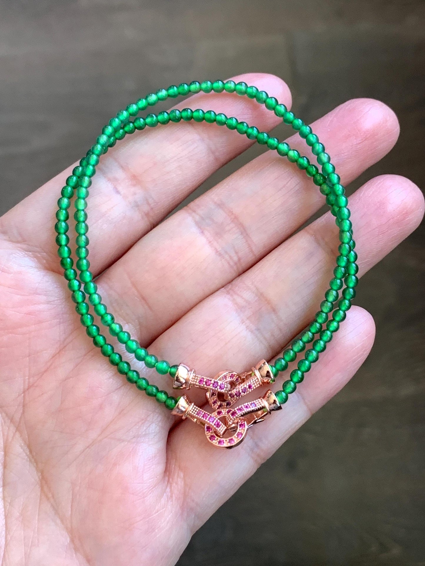 Natural Grade A Guatemalan Icy Highly Translucent Green Jadeite Petite Beads Beaded Bracelet 7” 2.6mm 3g 天然高冰危绿翡翠小卡圆珠手串 XWS330