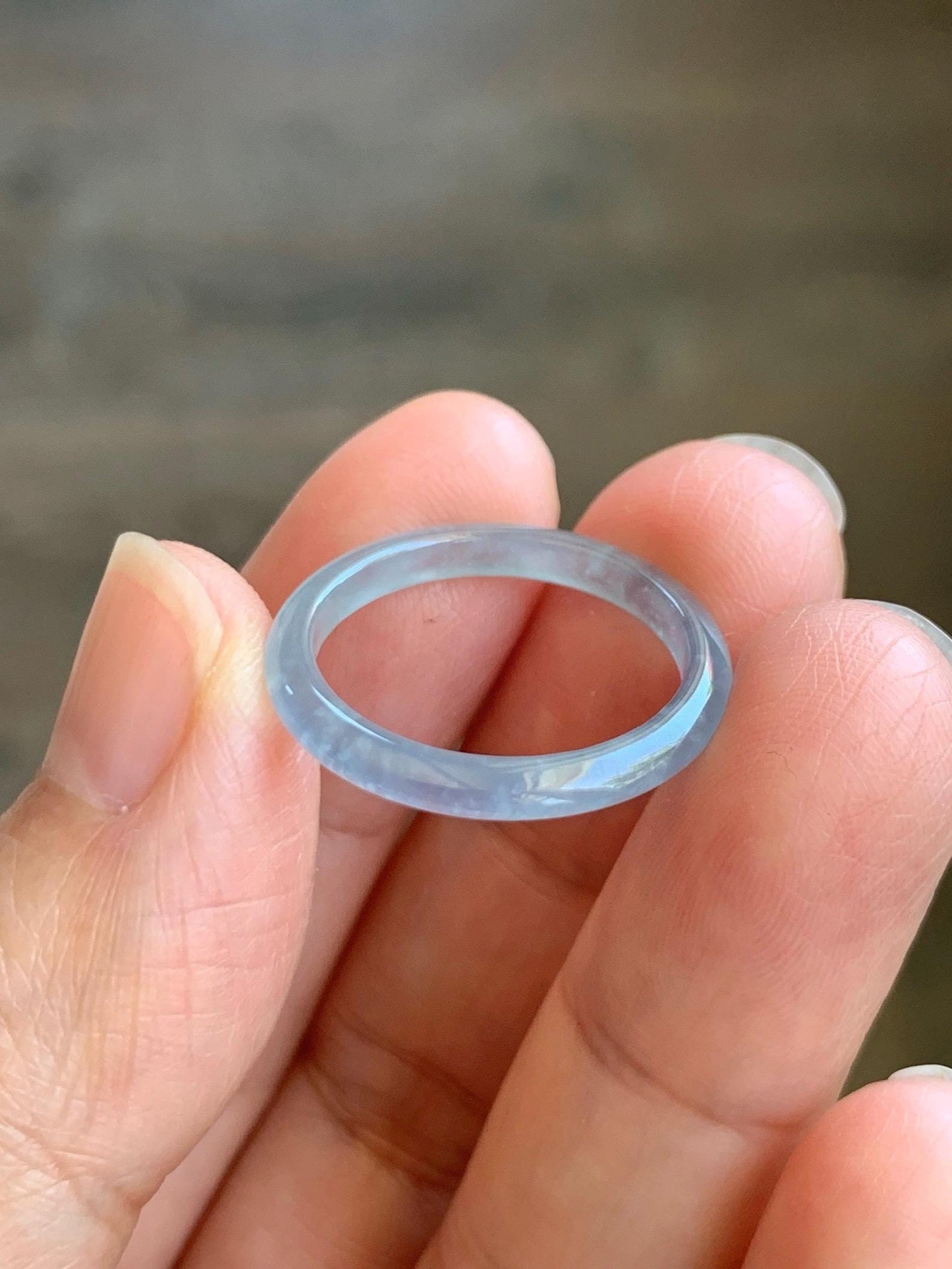 Natural Grade A Guatemalan Icy Highly Translucent Pastel Blue Jade Jadeite Band Ring Size 7.25 US 天然冰危起光浅蓝翡翠戒圈 LBW210C