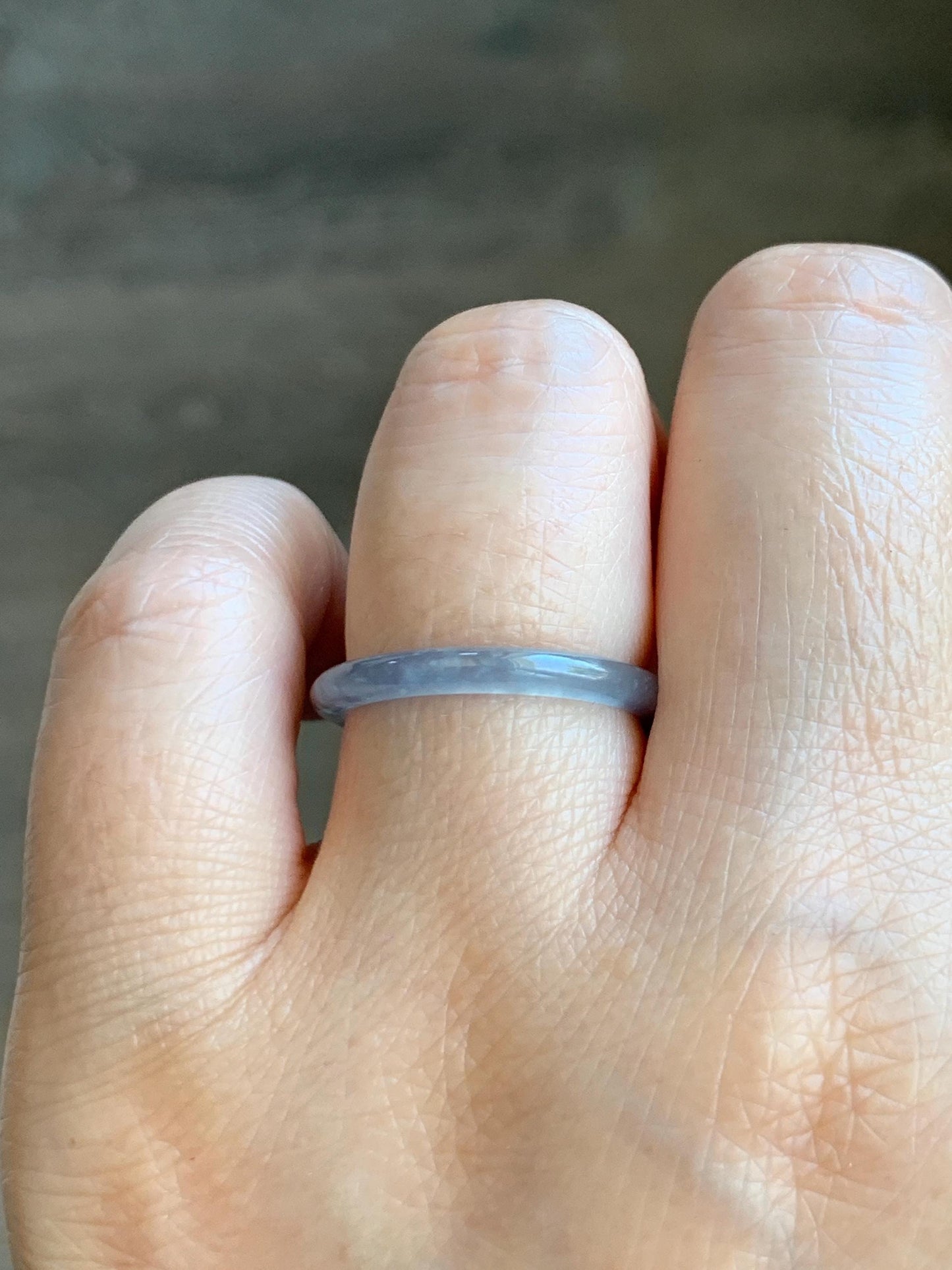 Natural Grade A Guatemalan Icy Highly Translucent Pastel Blue Jade Jadeite Band Ring Size 7.25 US 天然冰危起光浅蓝翡翠戒圈 LBW210C