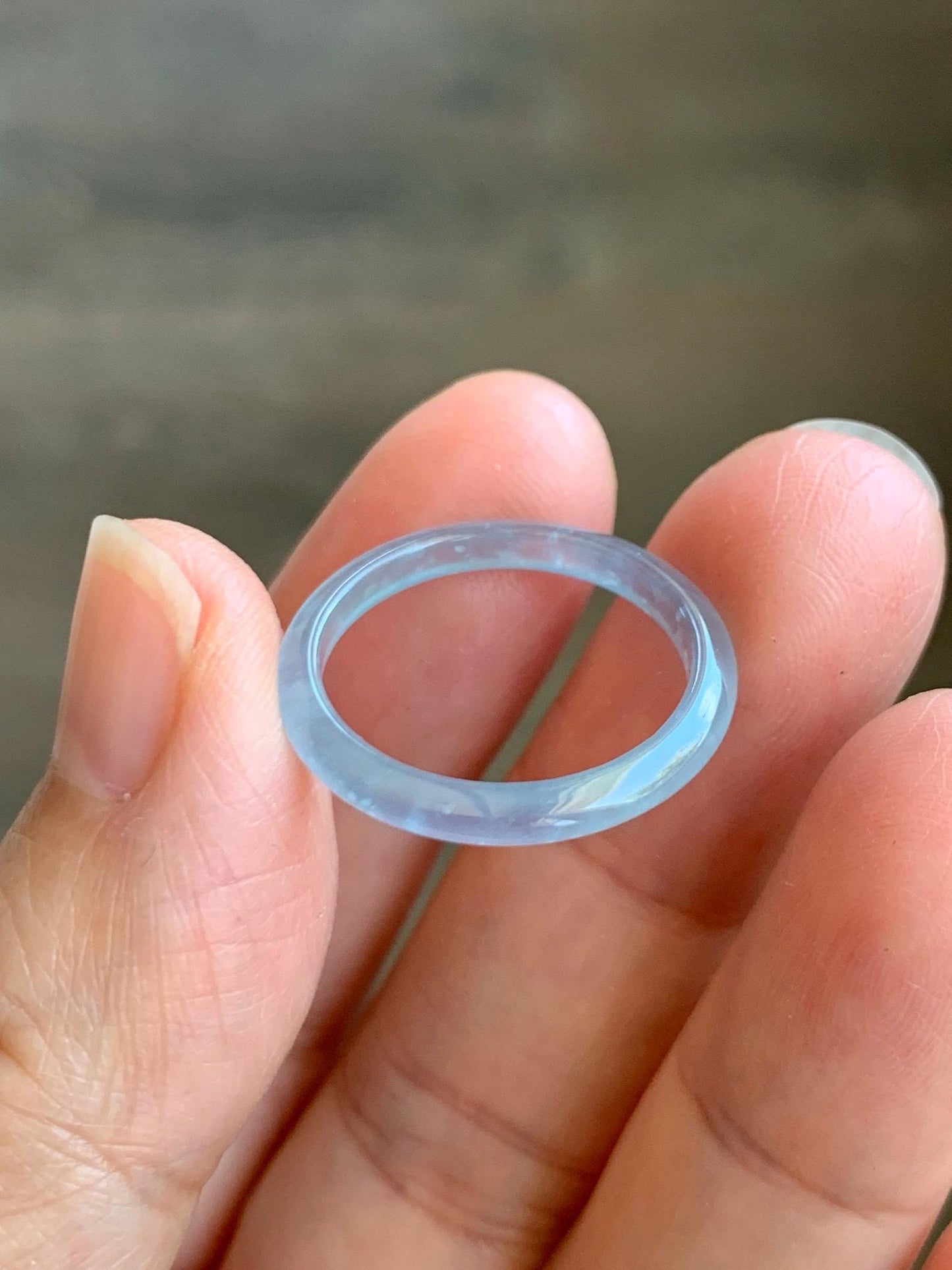 Natural Grade A Guatemalan Icy Highly Translucent Pastel Blue Jade Jadeite Band Ring Size 7.25 US 天然冰危起光浅蓝翡翠戒圈 LBW210A