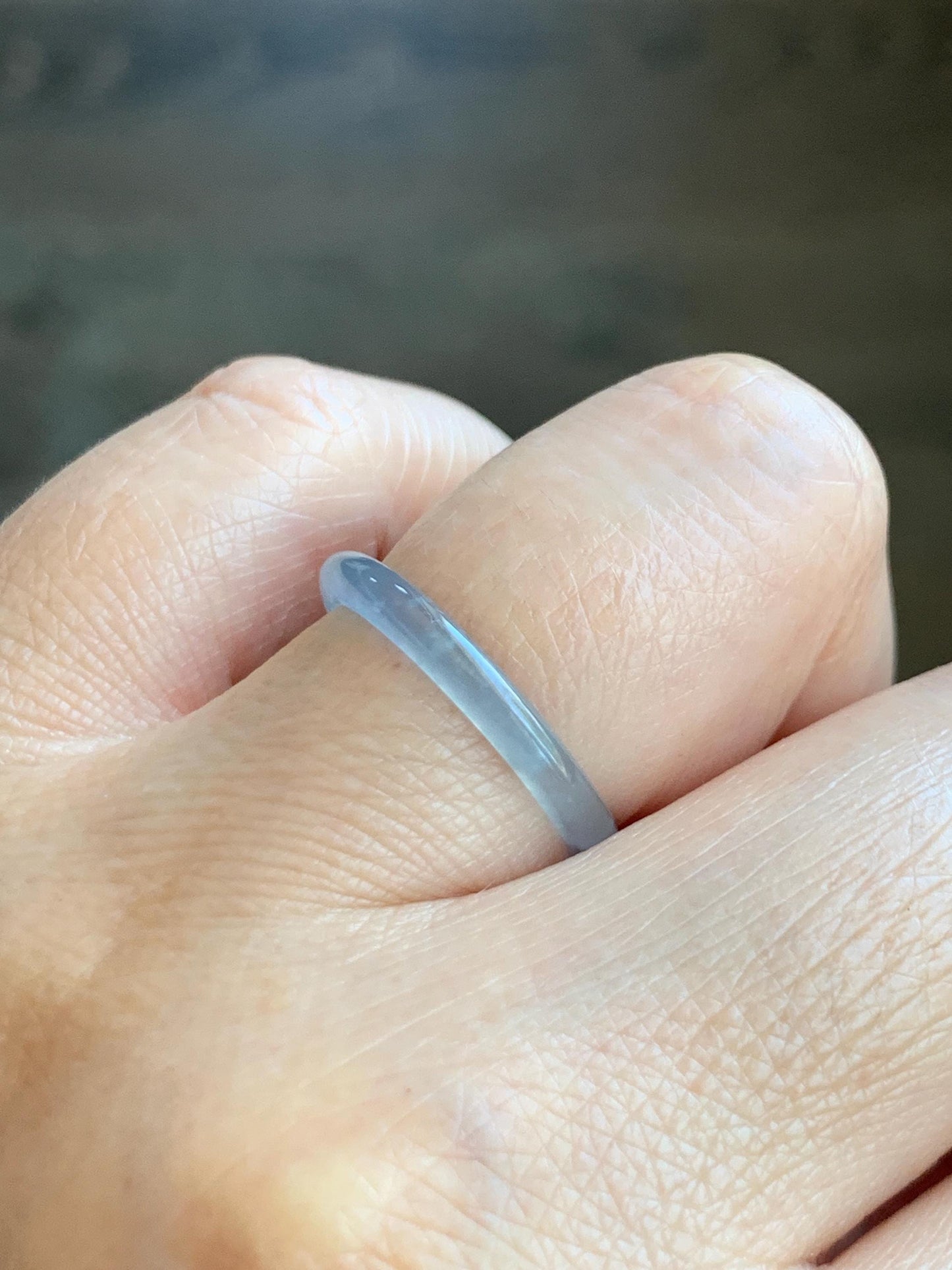 Natural Grade A Guatemalan Icy Highly Translucent Pastel Blue Jade Jadeite Band Ring Size 7.25 US 天然冰危起光浅蓝翡翠戒圈 LBW210A