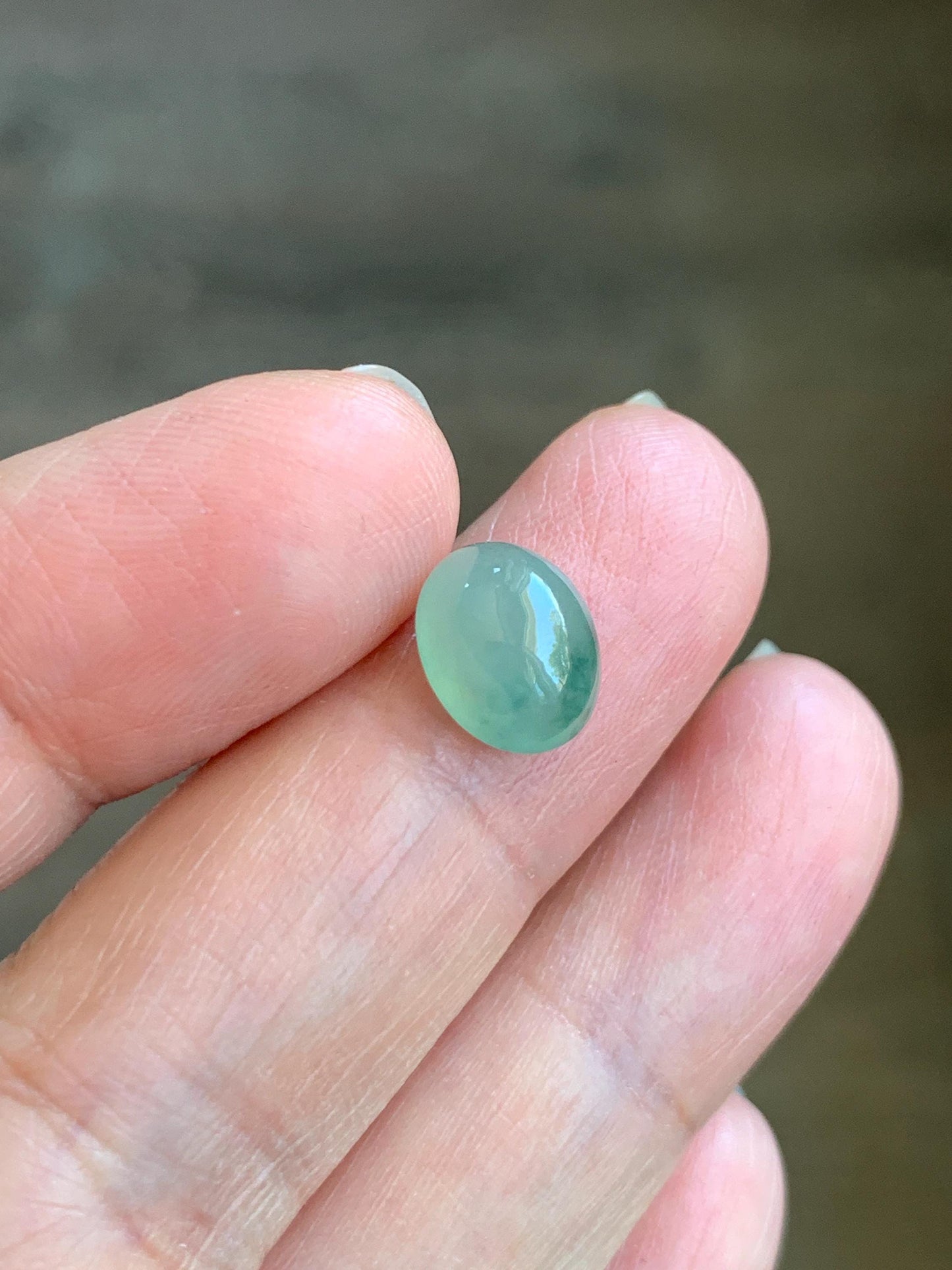 Natural Grade A Icy Highly Translucent Gelatinous Green Marbled Jade Jadeite Oval Cabochon Loose Stone 10.1x7.8x5.7mm 天然冰胶飘花翡翠椭圆蛋面 XPM66