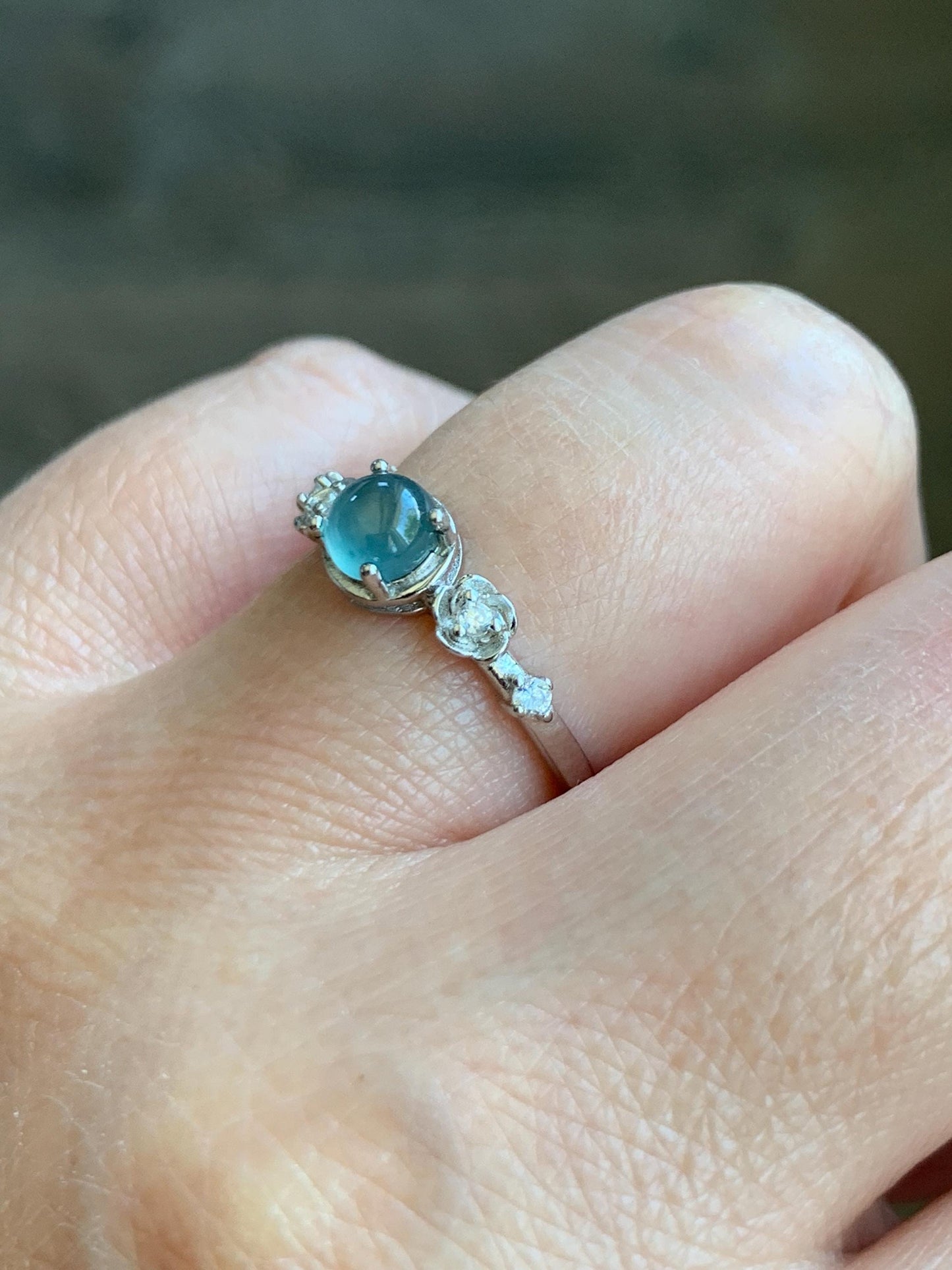 Natural Grade A Guatemalan Icy Highly Translucent Pastel Blue Jadeite Bypass Ring Sterling Silver Size 7 Adjustable 天然冰危淡蓝翡翠开口银镶戒指 MWL150B