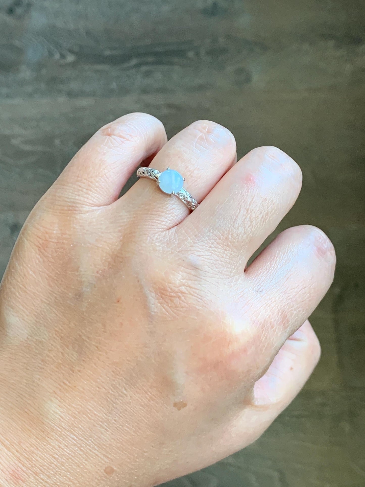 Natural Grade A Icy Translucent Pastel Lavender Undertone Jade Jadeite Ring Sterling Silver Size 7 US Adjustable 天然淡紫底翡翠银镶戒指 XMQ55D