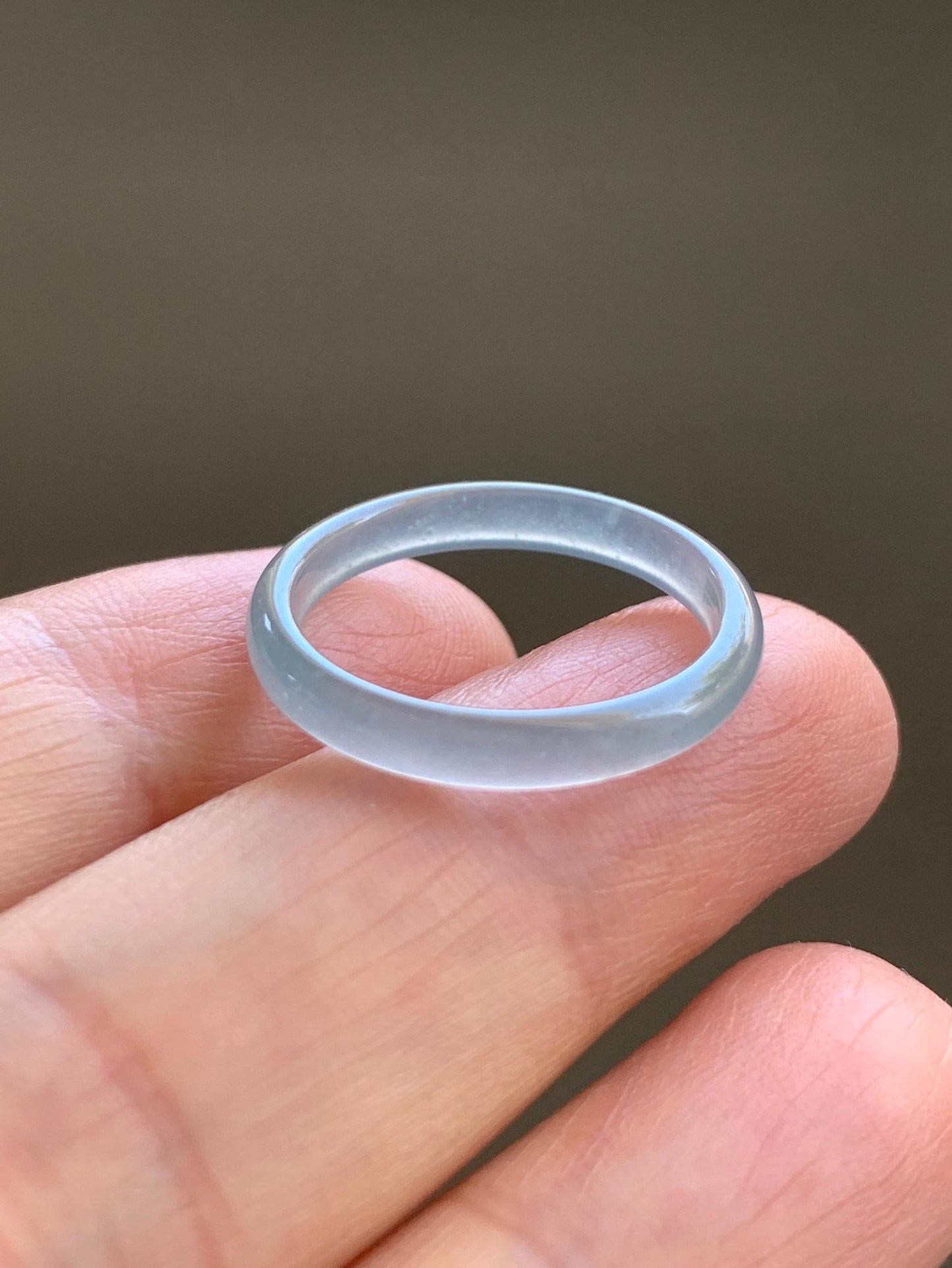 Natural Grade A Guatemalan Premium Icy Highly Translucent Pastel Teal Blue Jade Jadeite Band Ring Size 6.5 US 天然冰危蓝绿起冰起光翡翠戒圈 XQL44B