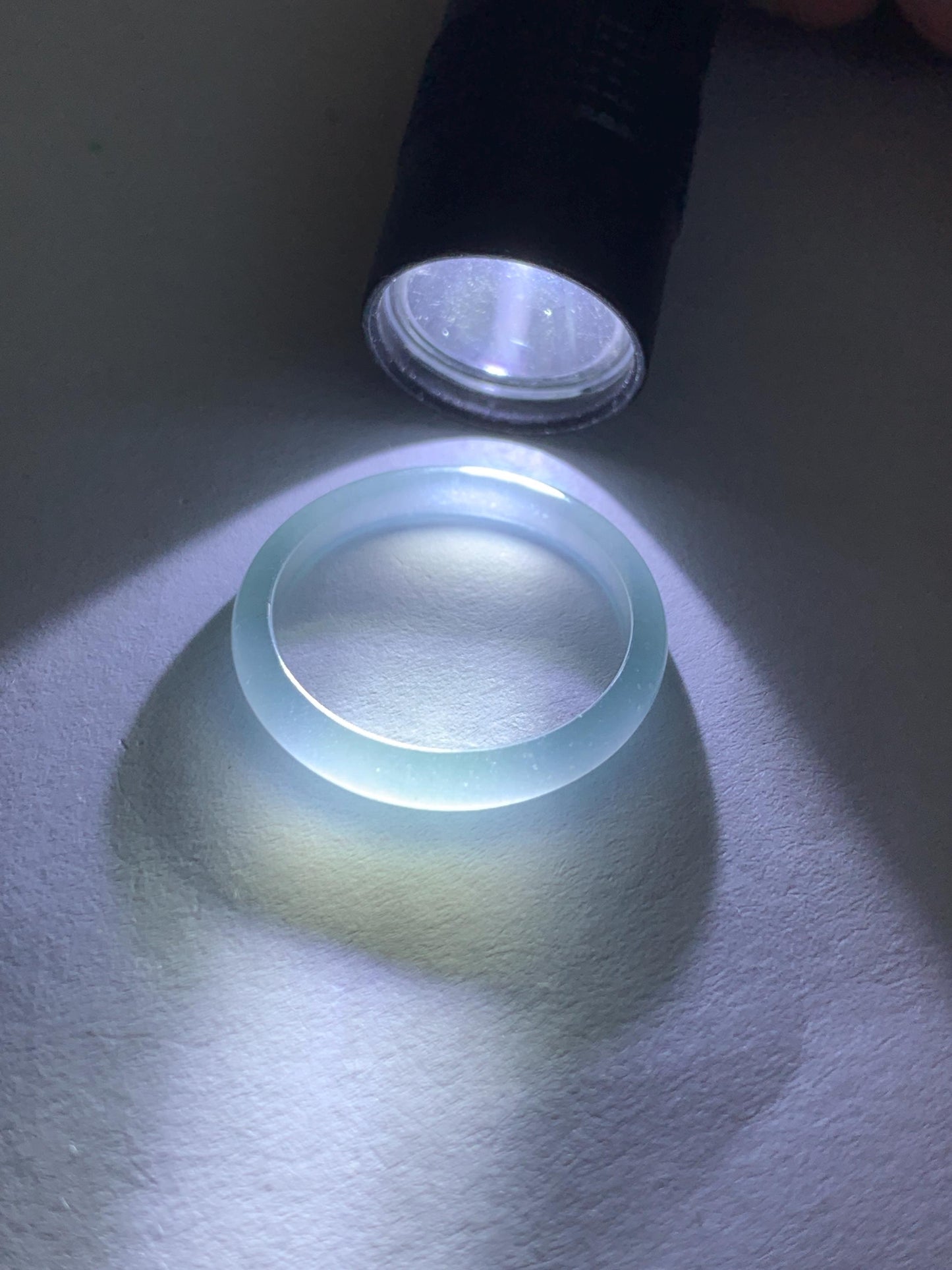 Natural Grade A Guatemalan Premium Icy Highly Translucent Pastel Teal Blue Jade Jadeite Band Ring Size 6.5 US 天然冰危蓝绿起冰起光翡翠戒圈 XQL44B