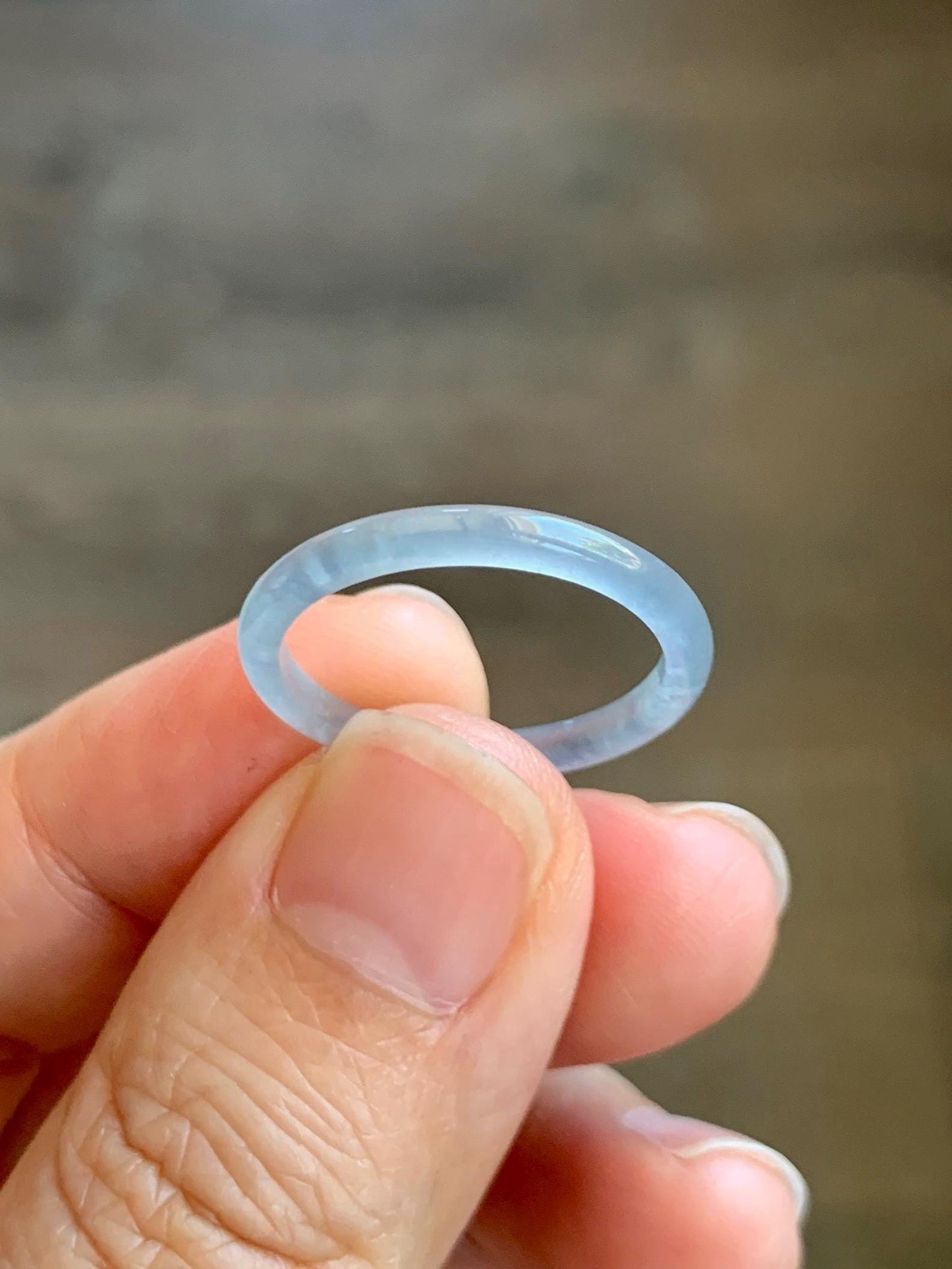 Natural Grade A Guatemalan Icy Highly Translucent Pastel Blue Jade Jadeite Band Ring Size 7.75 US 天然冰危起光浅蓝翡翠戒圈 LBW210E