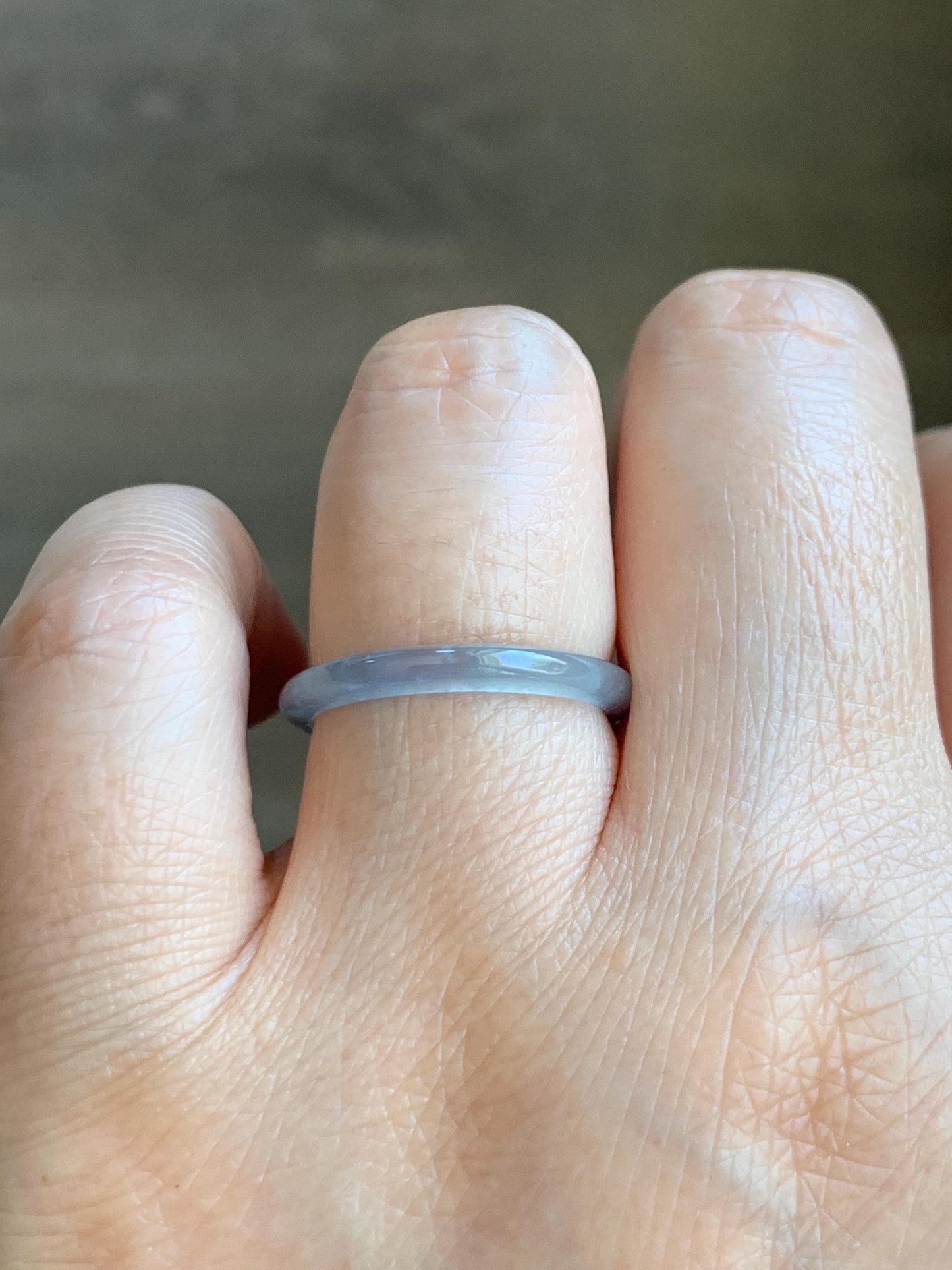 Natural Grade A Guatemalan Icy Highly Translucent Pastel Blue Jade Jadeite Band Ring Size 7.25 US 天然冰危起光浅蓝翡翠戒圈 LBW210A
