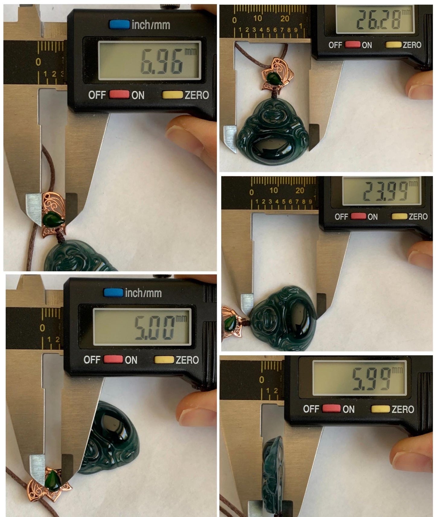 Natural Grade A Guatemalan Icy Translucent Dark Indigo Blue Jadeite Buddha Pendant Green Jadeite Bail Sterling Silver 天然冰危老种深蓝翡翠佛公危绿顶珠吊坠 NZF