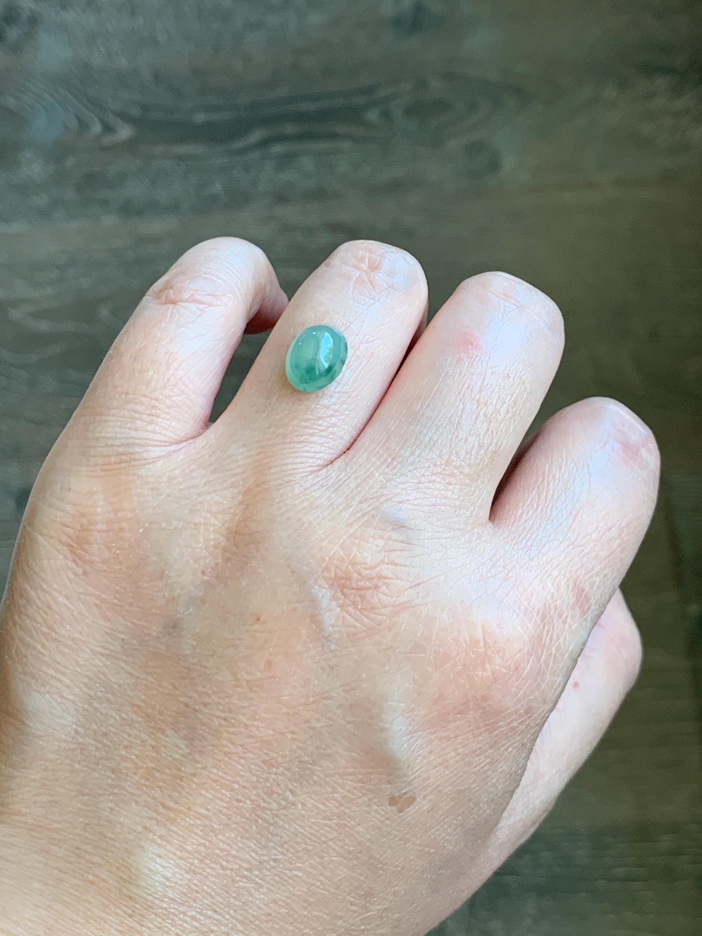 Natural Grade A Icy Highly Translucent Gelatinous Green Marbled Jade Jadeite Oval Cabochon Loose Stone 10.1x7.8x5.7mm 天然冰胶飘花翡翠椭圆蛋面 XPM66
