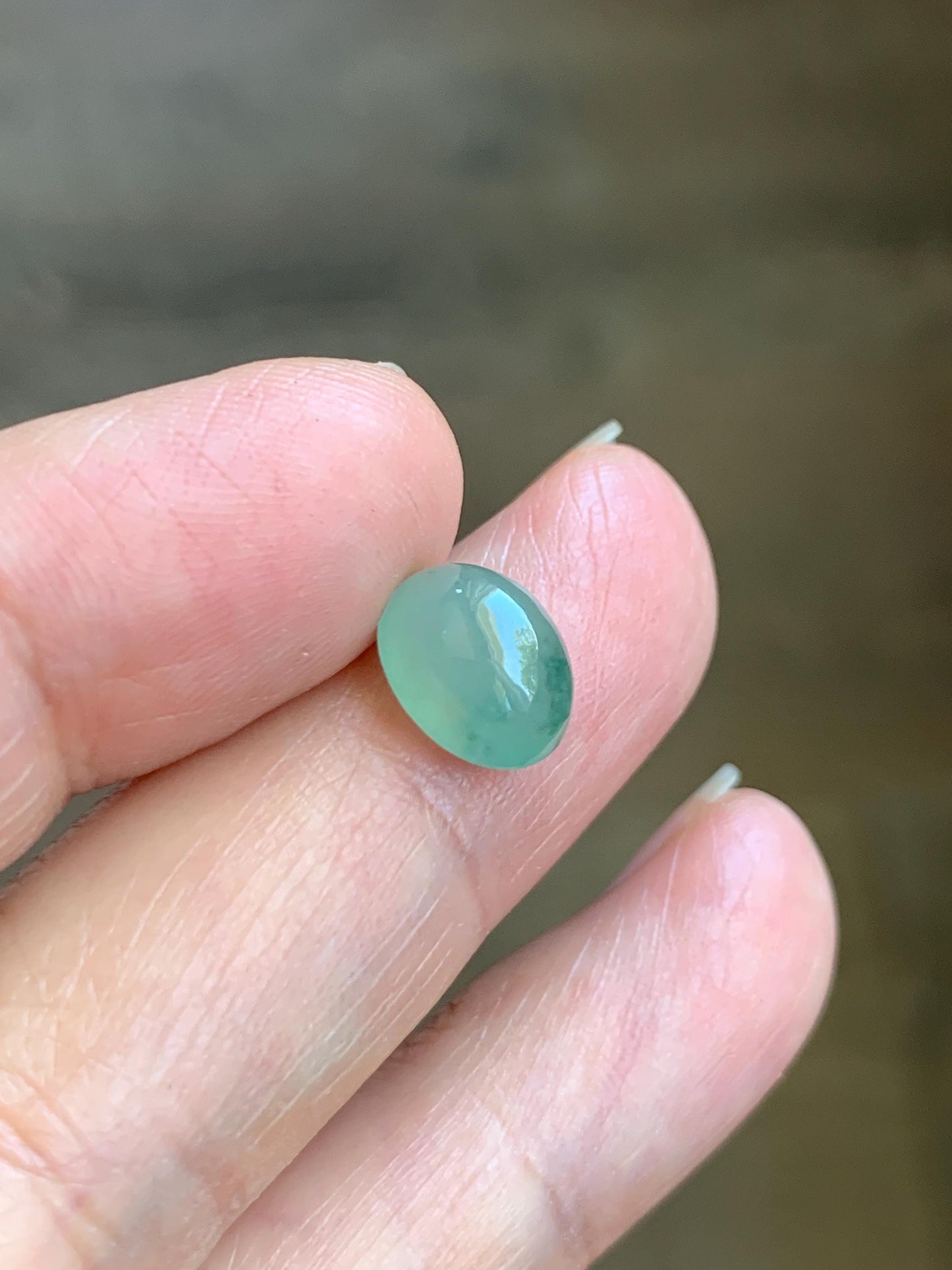 Natural Grade A Icy Highly Translucent Gelatinous Green Marbled Jade Jadeite Oval Cabochon Loose Stone 10.1x7.8x5.7mm 天然冰胶飘花翡翠椭圆蛋面 XPM66