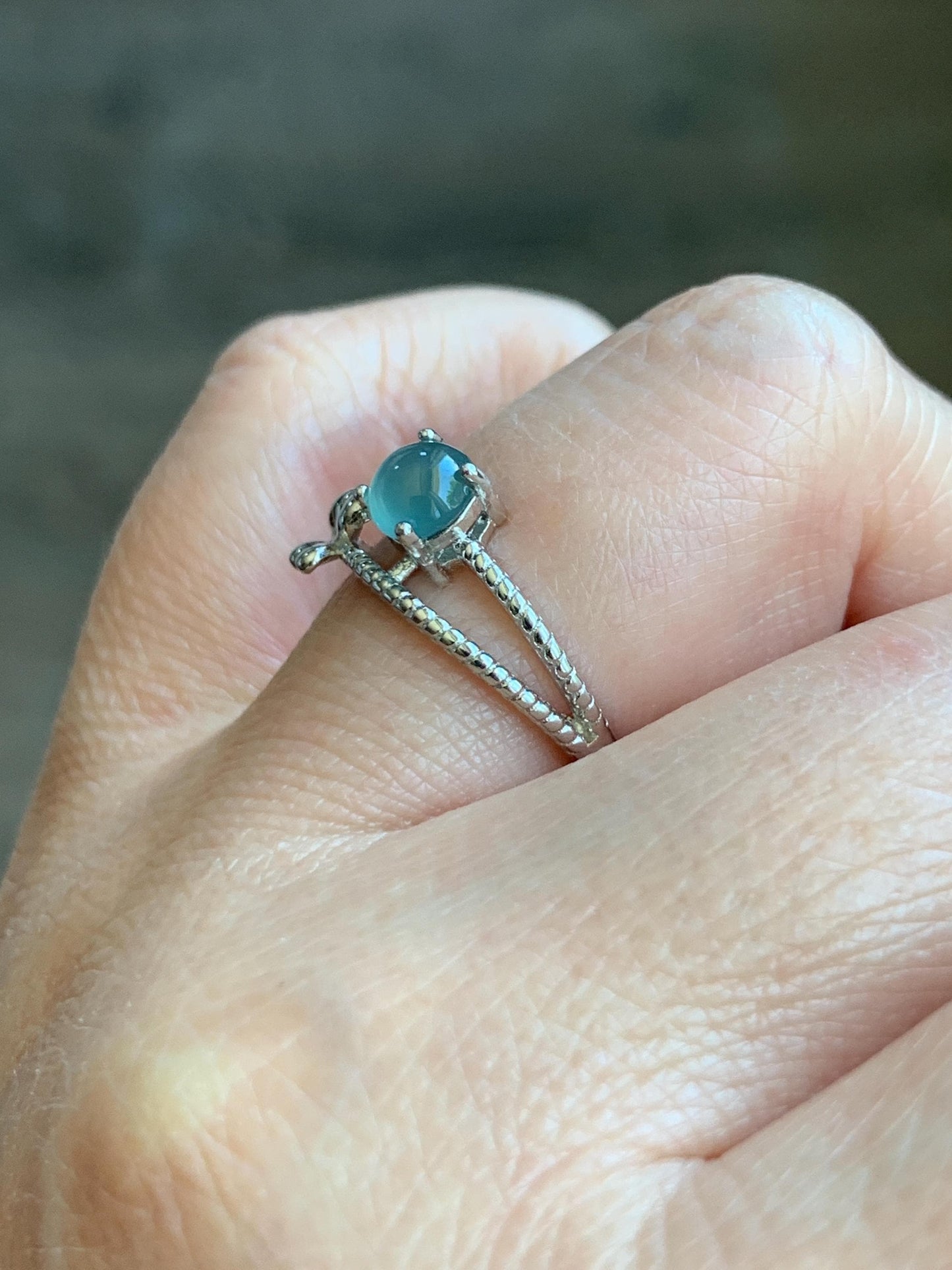 Natural Grade A Guatemalan Icy Highly Translucent Pastel Blue Jadeite Ring Sterling Silver Size 7 Adjustable 天然冰危淡蓝翡翠开口银镶戒指 MWL150A