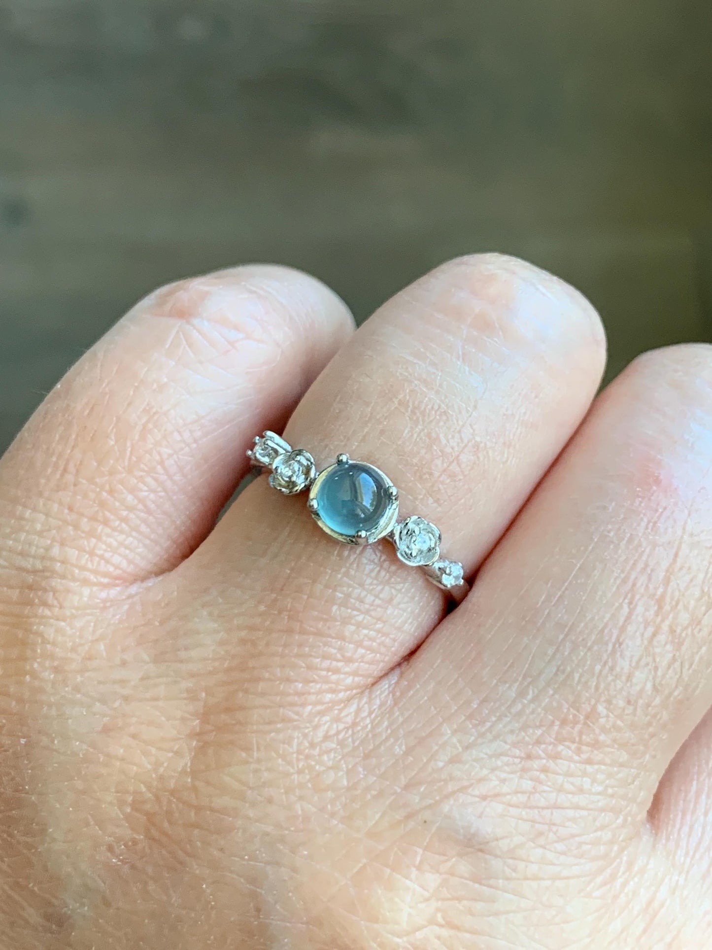 Natural Grade A Guatemalan Icy Highly Translucent Pastel Blue Jadeite Bypass Ring Sterling Silver Size 7 Adjustable 天然冰危淡蓝翡翠开口银镶戒指 MWL150B