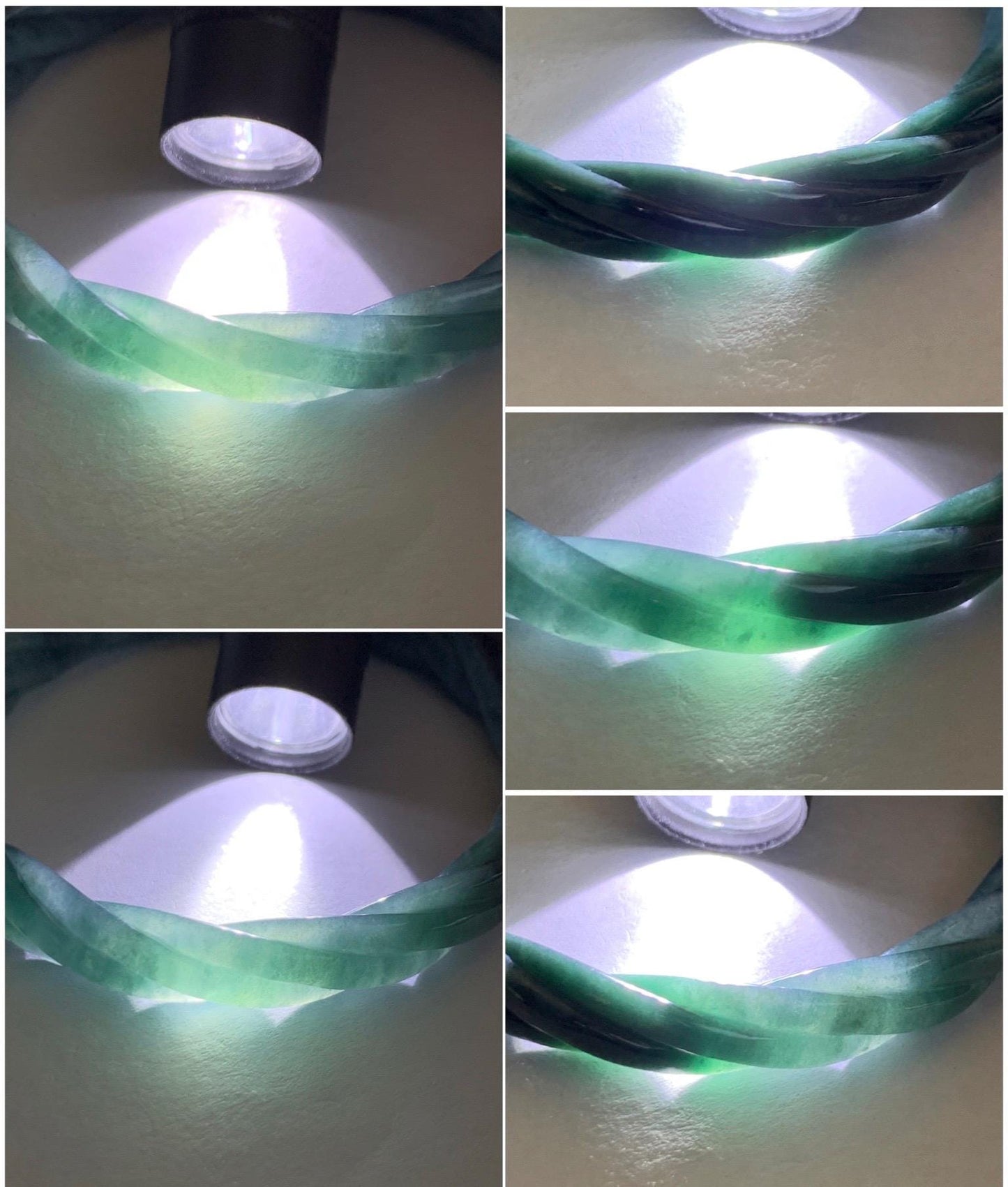 Certified Natural Grade A Guatemalan Icy Translucent Teal Blue Jadeite Carved Braid Bangle Bracelet 52.98mm 6.5” 19.64g 天然冰危蓝翡翠麻花贵妃手镯 9411