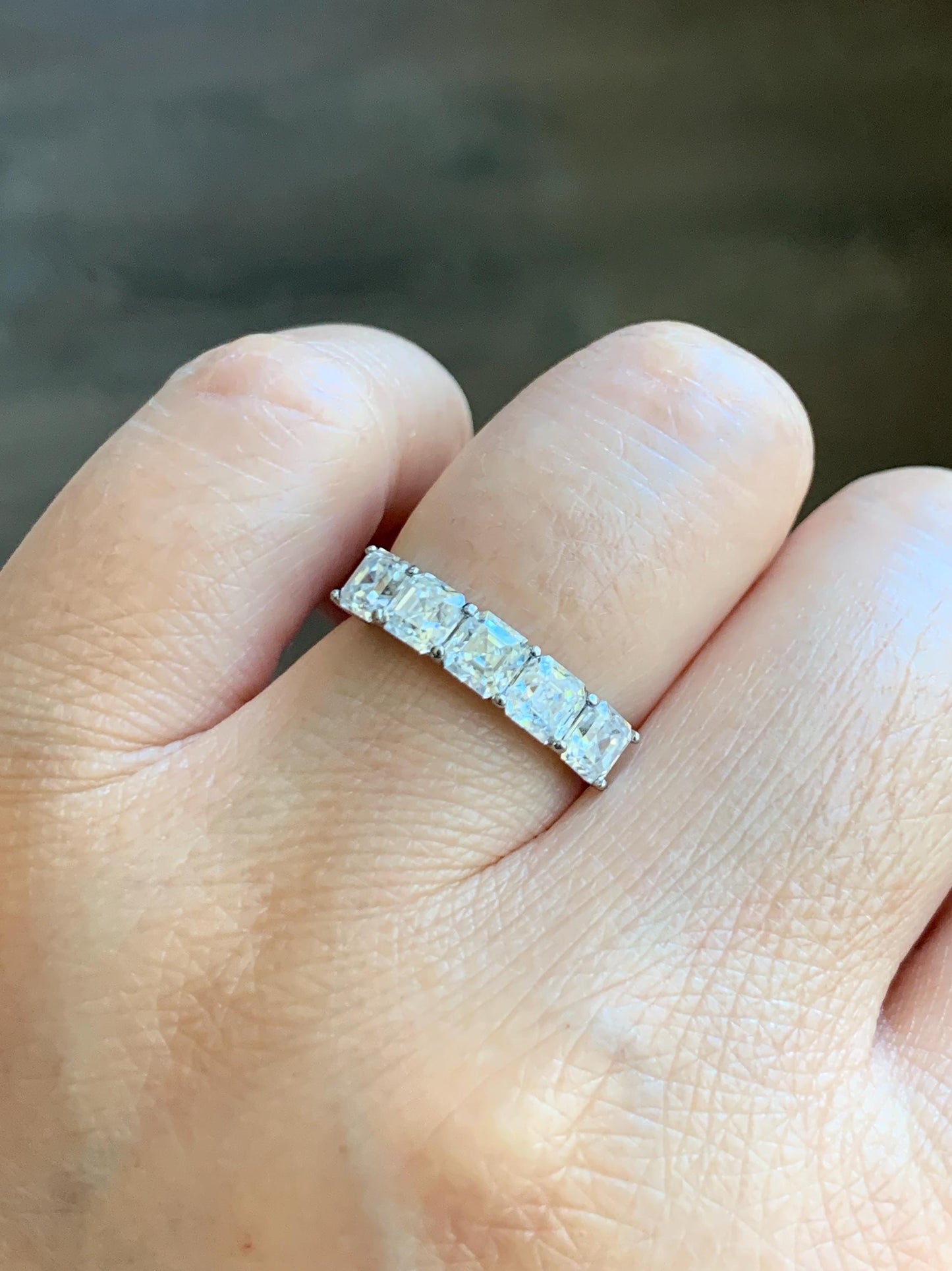 Genuine Moissanite Asscher Cut 5-Stone Band Style Ring Sterling Silver Size 6 US 2g Moissanite Band Ring 351