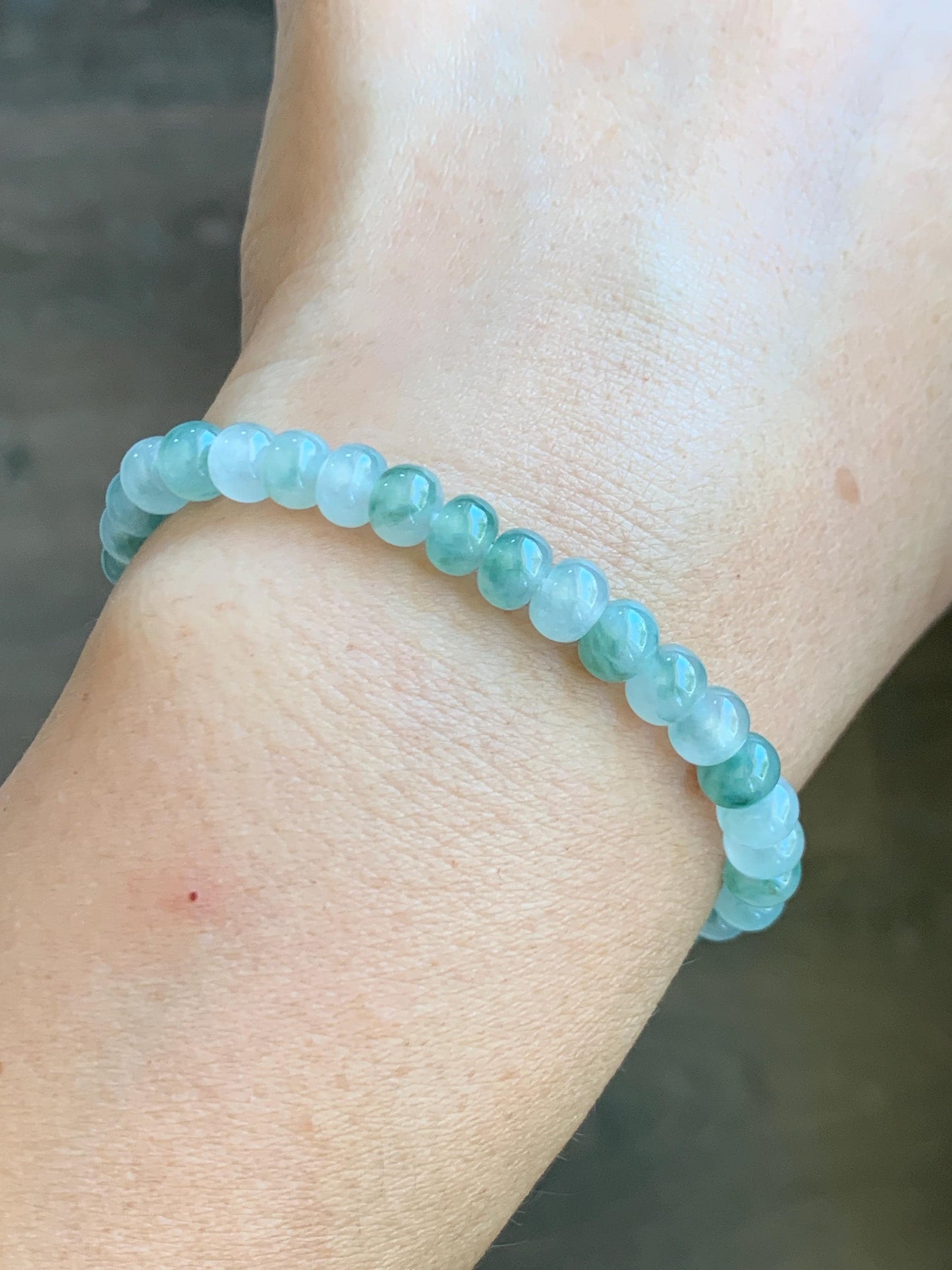 Natural Grade A Icy Highly Translucent Gelatinous Multicolored Jade Jadeite Drum Beads Beaded Bracelet 6" 11g 天然冰多宝翡翠鼓珠手串 DBG450A