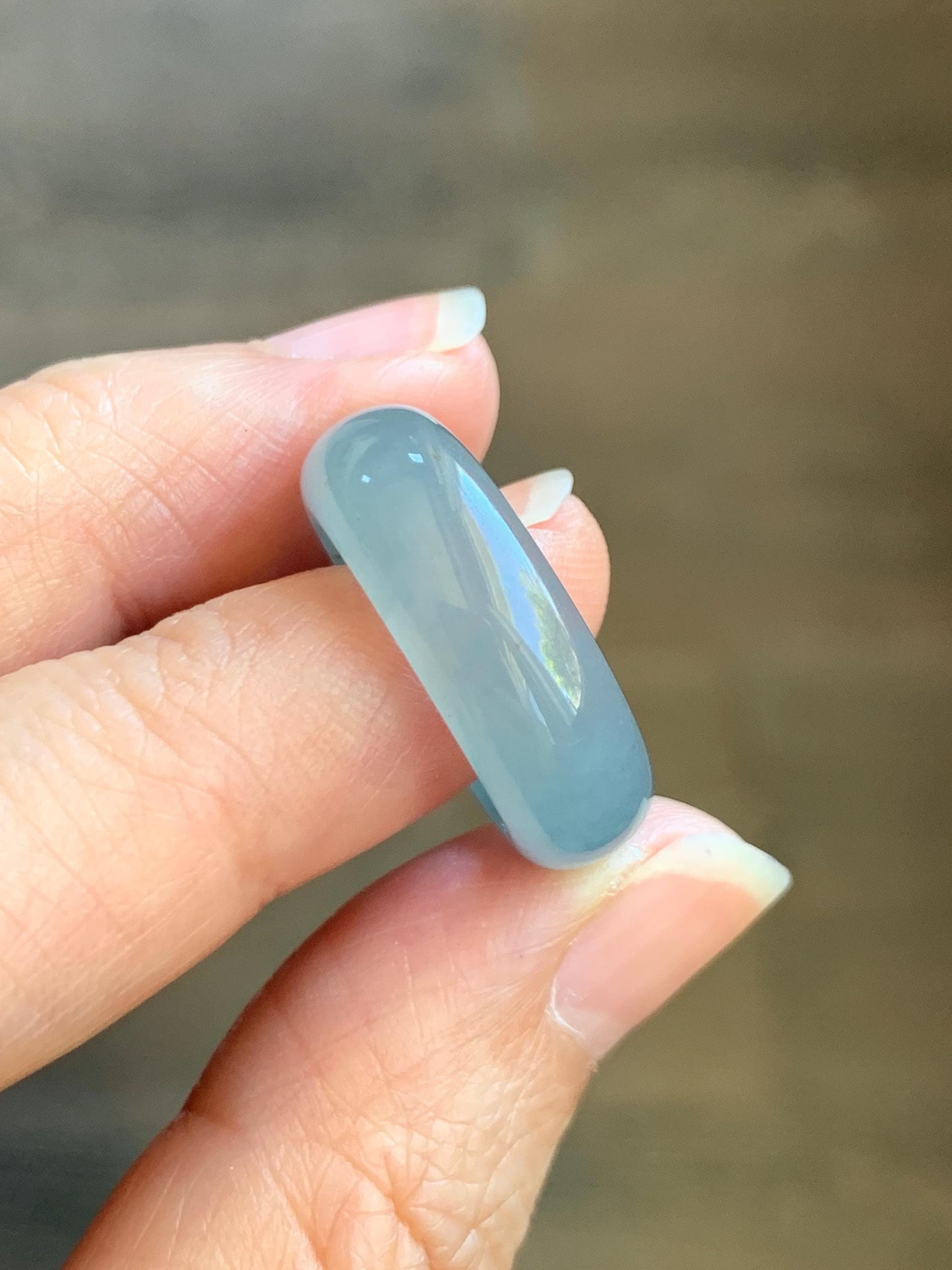Certified Natural Grade A Guatemalan Icy Translucent Gelatinous Dusty Blur Jade Jadeite Band Ring Size 6.75 US 4.7g 天然冰胶危淡蓝撒金翡翠戒圈 8745