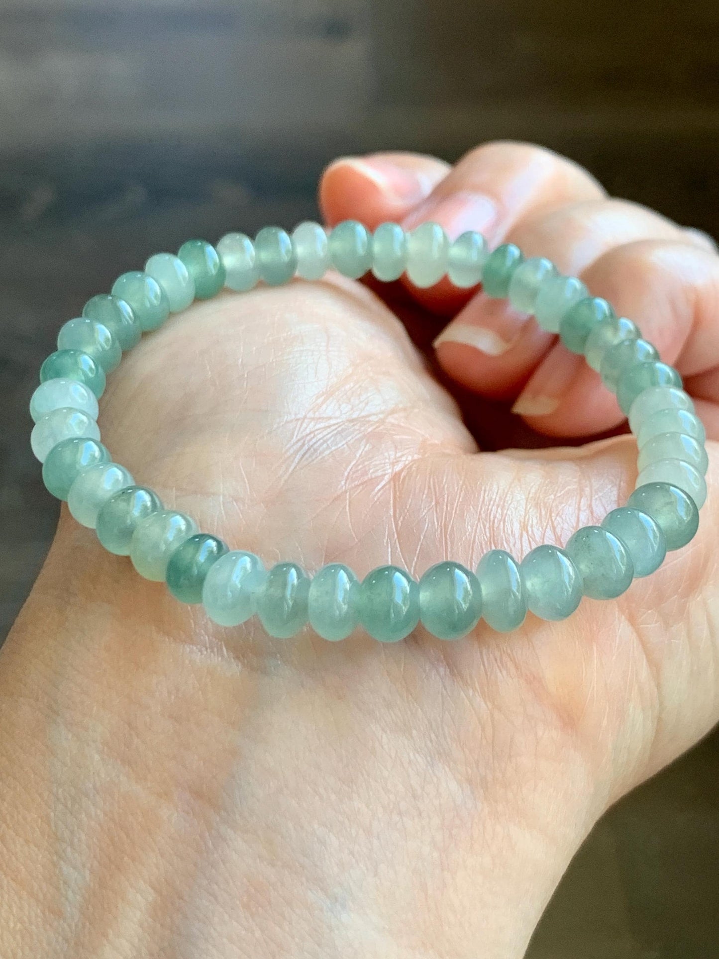 Natural Grade A Icy Highly Translucent Gelatinous Multicolored Jade Jadeite Drum Beads Beaded Bracelet 6.75" 12g 天然冰多宝翡翠鼓珠手串 DBG120