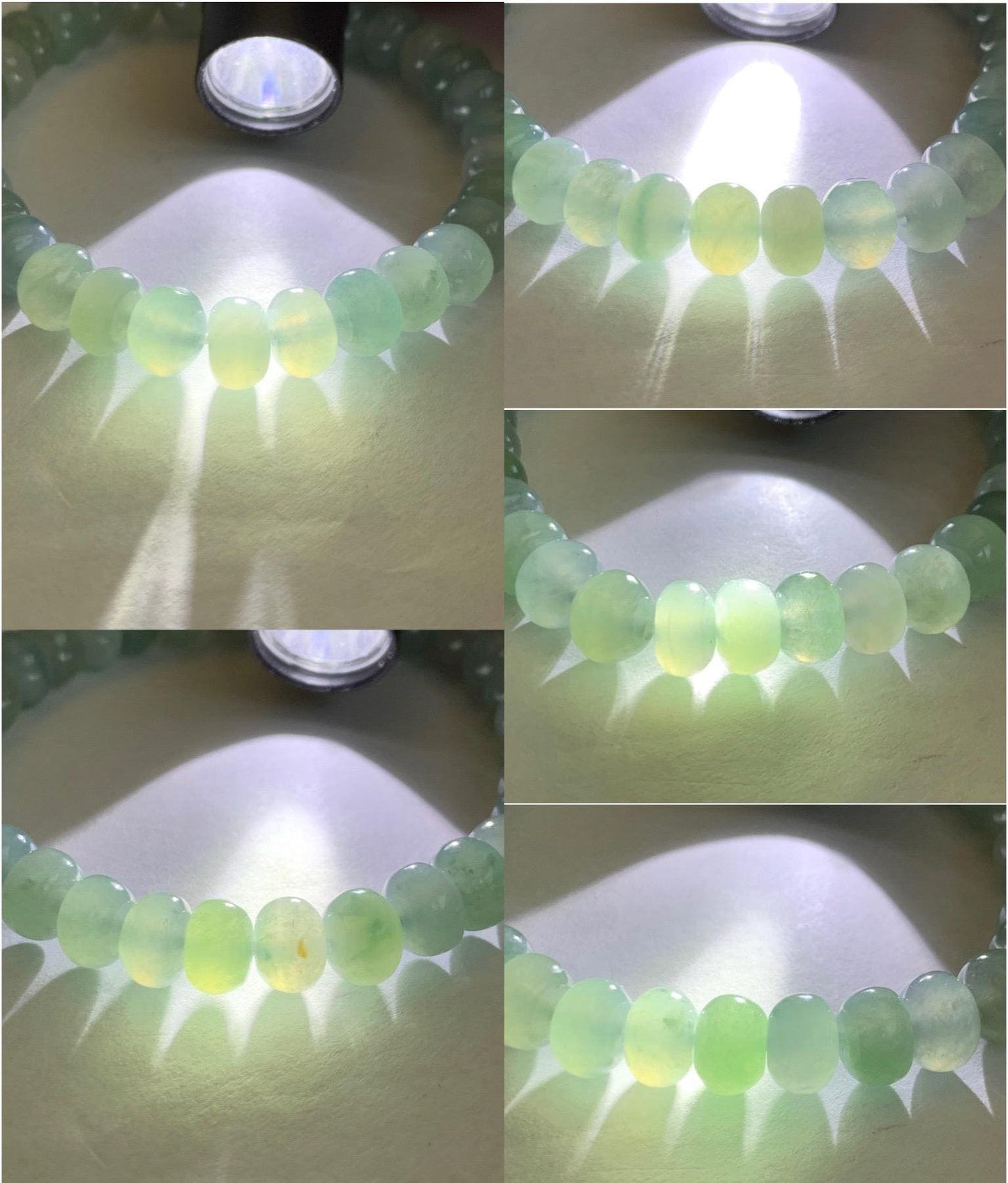 Natural Grade A Icy Highly Translucent Gelatinous Multicolored Jade Jadeite Drum Beads Beaded Bracelet 6.5" 21g 天然冰多宝翡翠鼓珠手串 QSD150