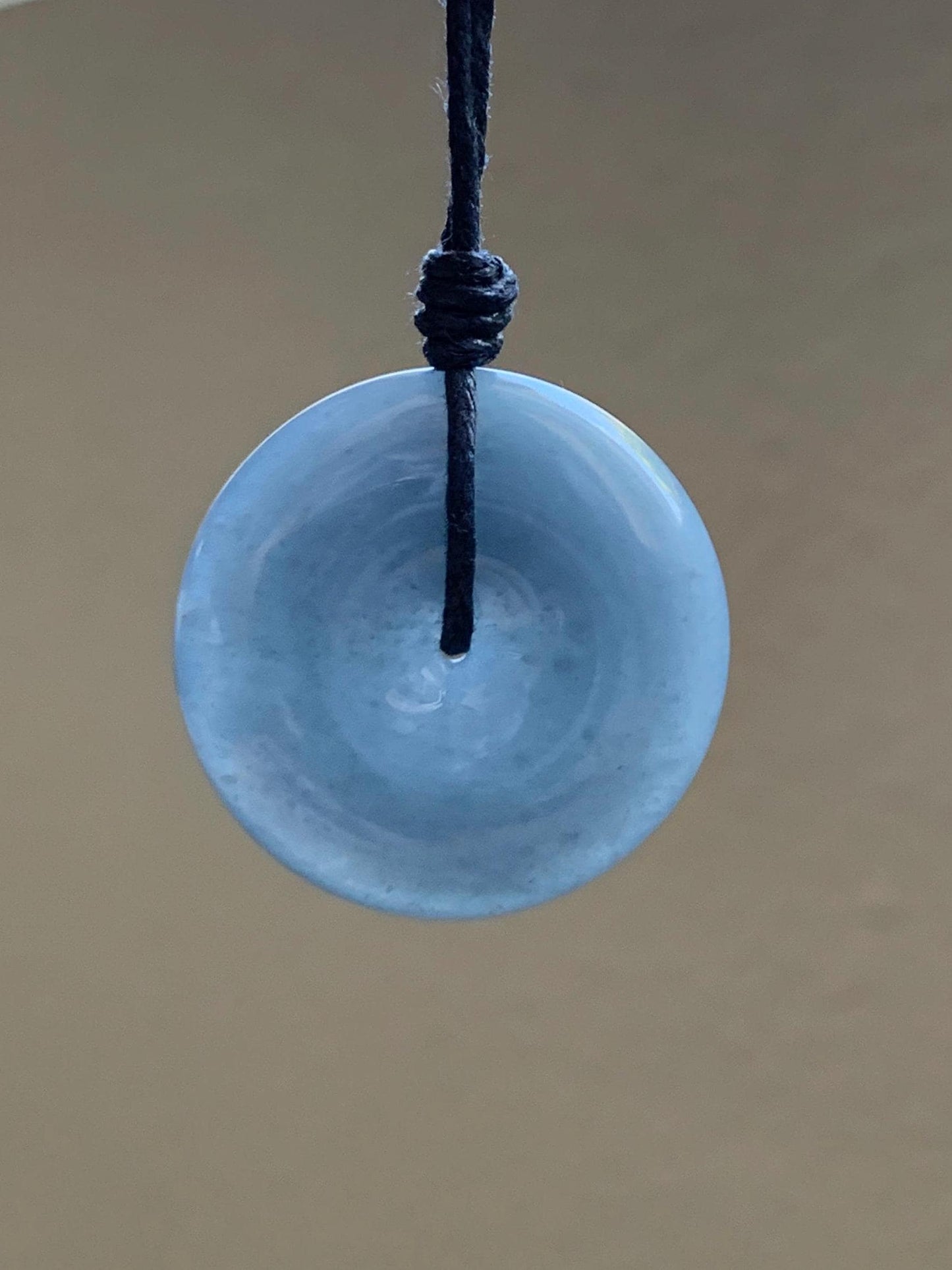 Certified Natural Grade A Guatemalan Icy Translucent Blueberry Jade Jadeite Ping An Kou Donut Pendant Rope Necklace 天然冰危蓝莓紫平安扣吊坠 8742