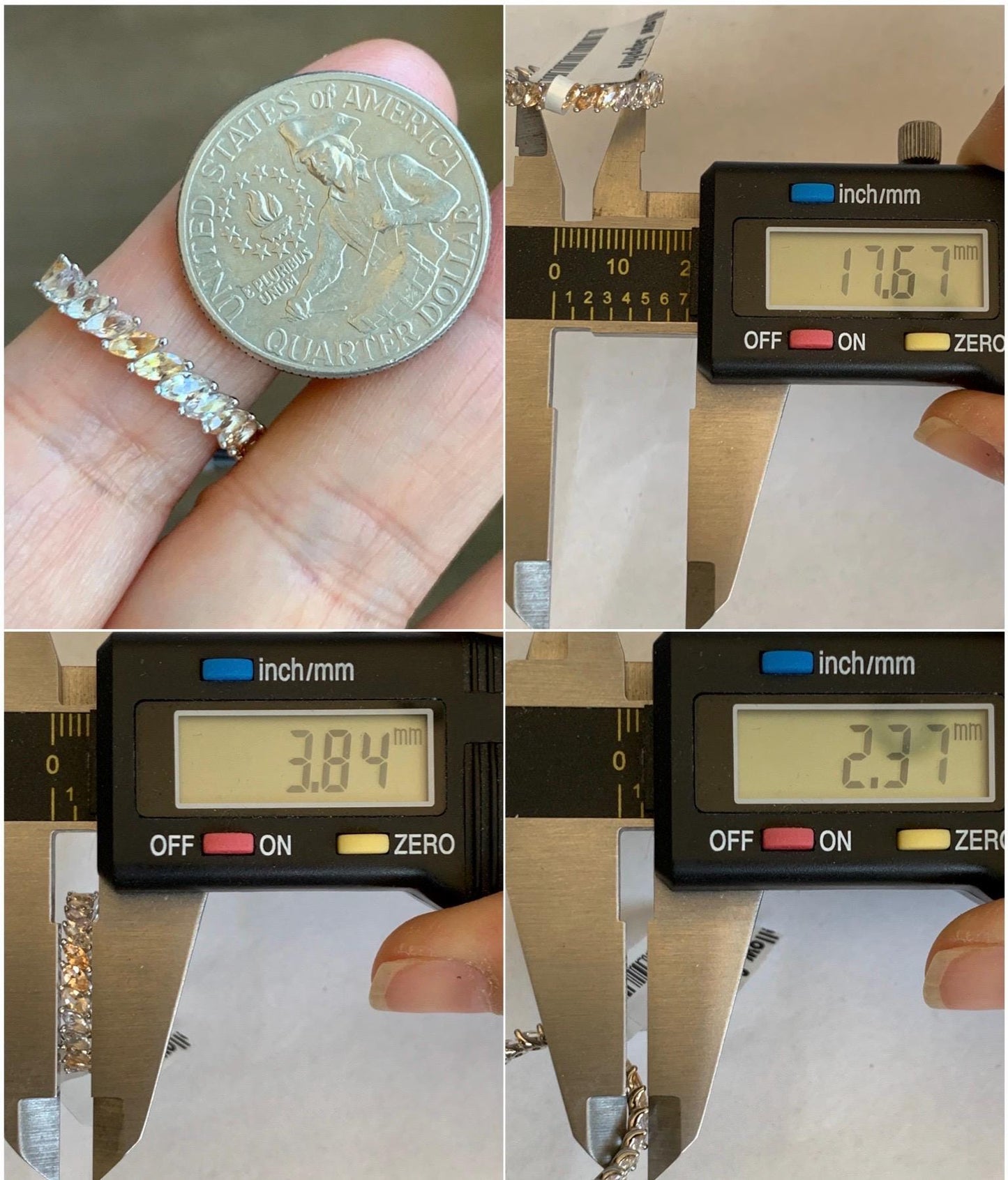 Natural Unheated Ceylon Yellow Sapphire Marquise Cut Eternity Band Ring Sterling Silver Size 7 US 2g Unheated Sri Lankan Sapphire Ring 421