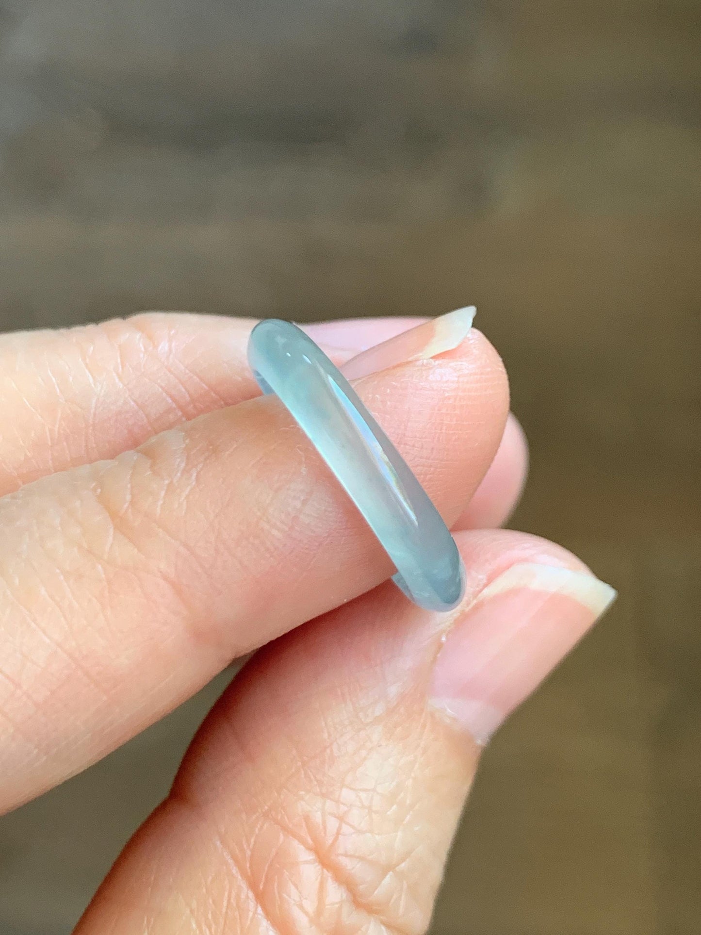 Natural Grade A Guatemalan Icy Highly Translucent Pastel Teal Jade Jadeite Band Ring Size 5.25 US 天然冰危起光浅蓝翡翠戒圈 WBP55A