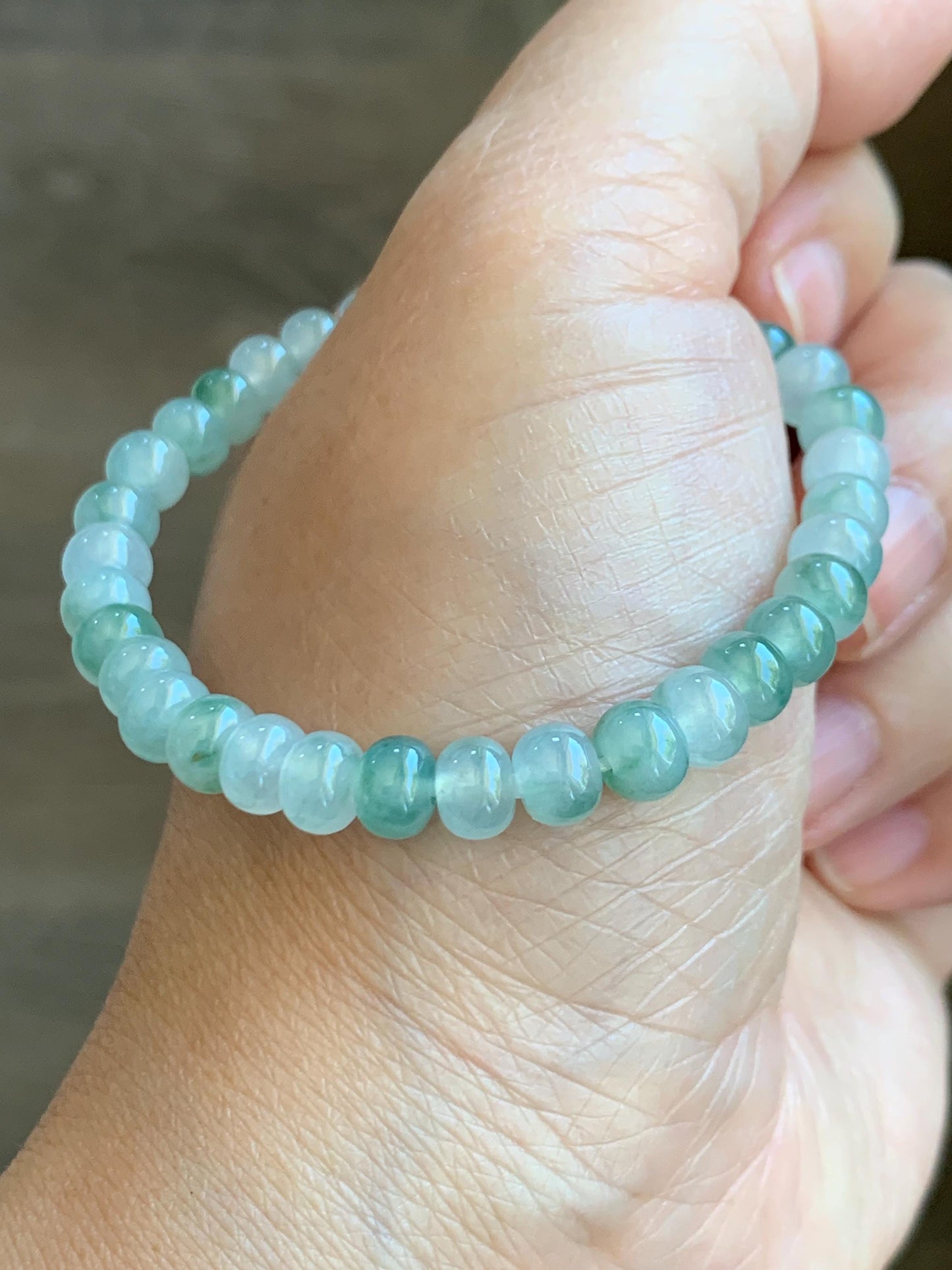 Natural Grade A Icy Highly Translucent Gelatinous Multicolored Jade Jadeite Drum Beads Beaded Bracelet 6" 11g 天然冰多宝翡翠鼓珠手串 DBG450A