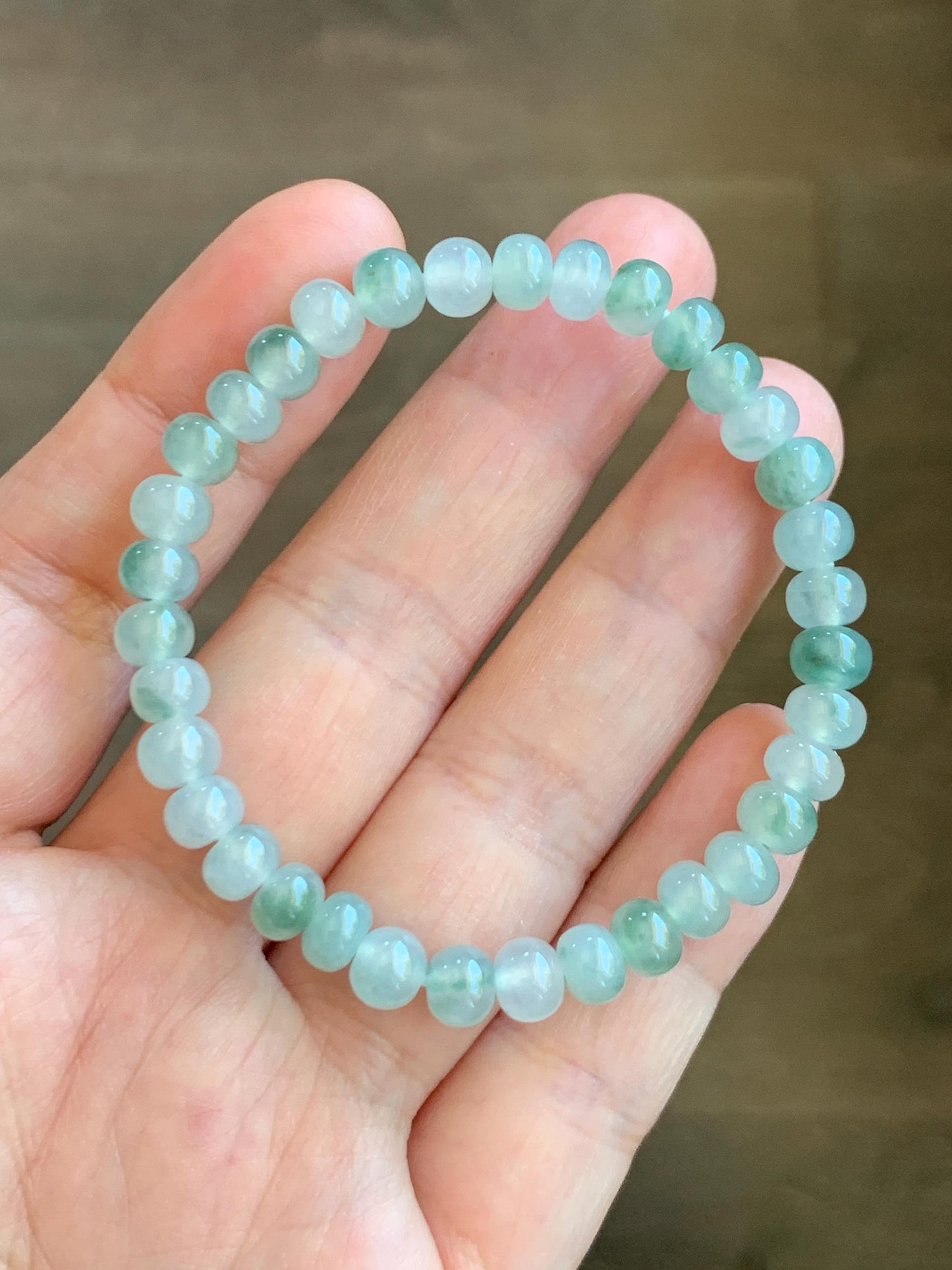 Natural Grade A Icy Highly Translucent Gelatinous Multicolored Jade Jadeite Drum Beads Beaded Bracelet 6" 11g 天然冰多宝翡翠鼓珠手串 DBG450A