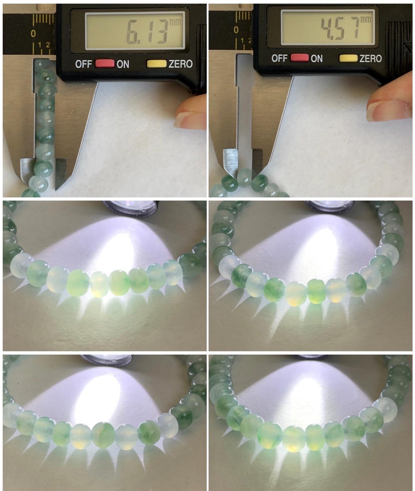 Natural Grade A Icy Highly Translucent Gelatinous Multicolored Jade Jadeite Drum Beads Beaded Bracelet 6" 11g 天然冰多宝翡翠鼓珠手串 DBG450B
