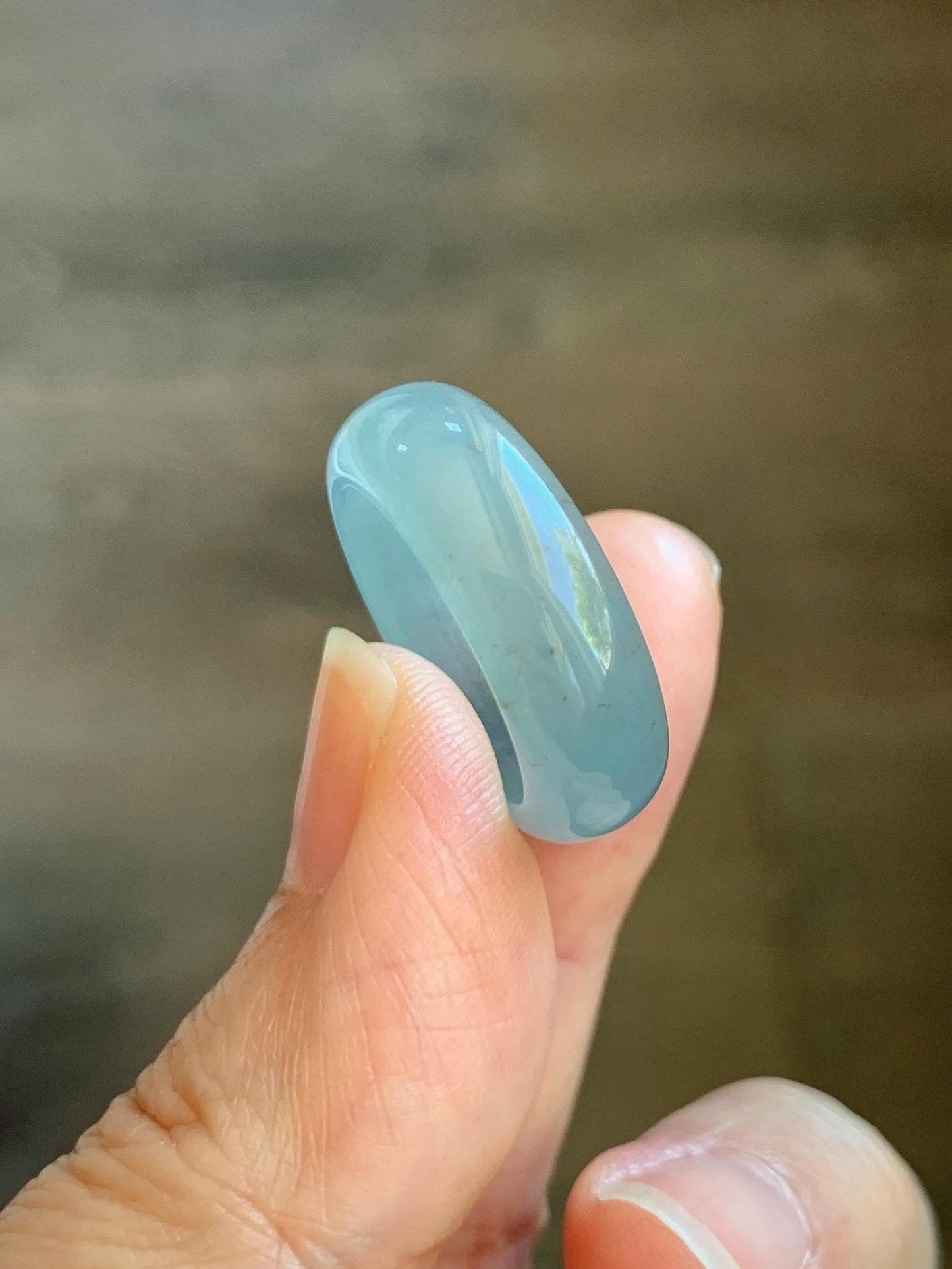 Certified Natural Grade A Guatemalan Icy Translucent Gelatinous Dusty Blur Jade Jadeite Band Ring Size 6.75 US 4.7g 天然冰胶危淡蓝撒金翡翠戒圈 8745