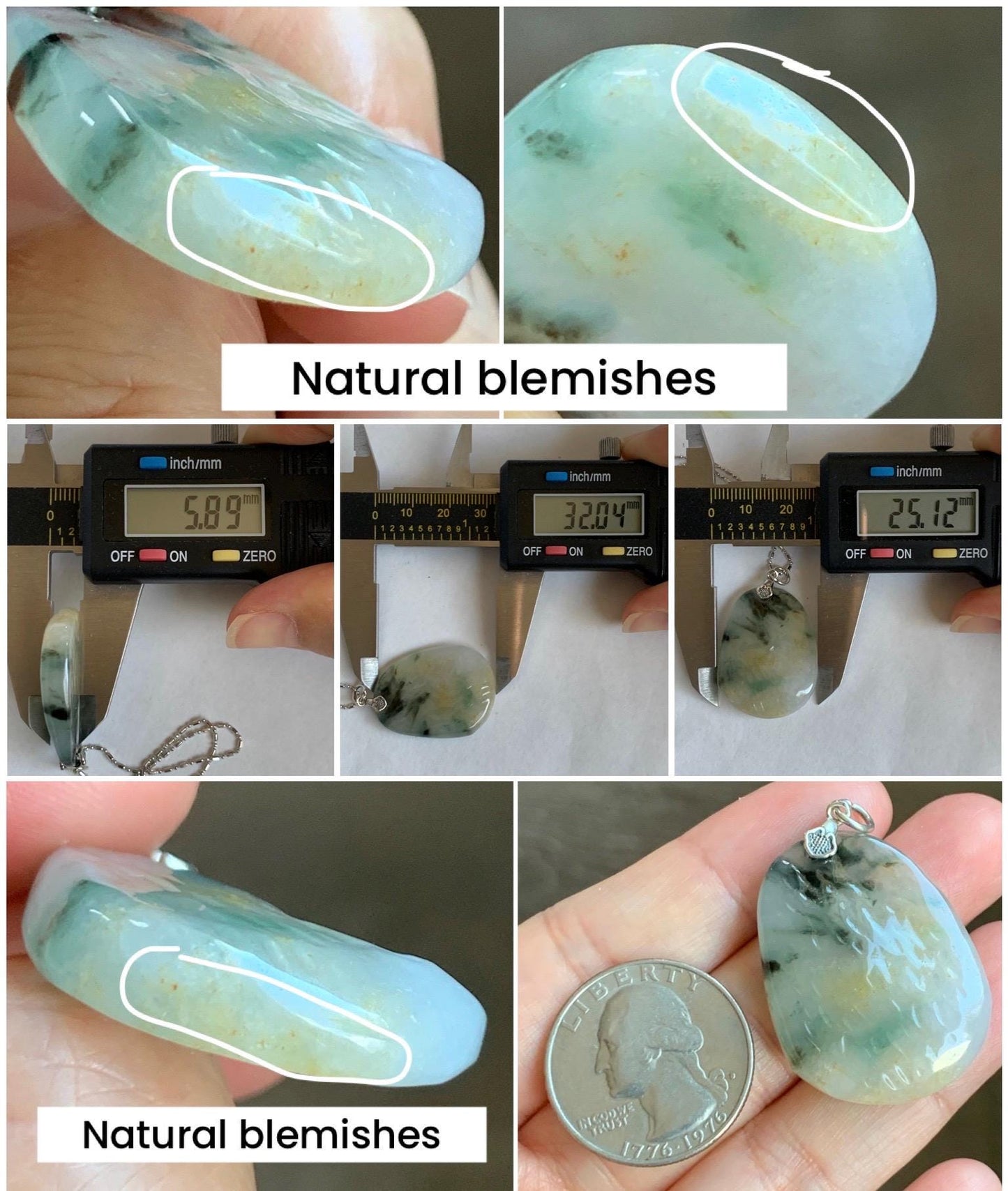 Natural Grade A Icy Highly Translucent Gelatinous Multicolored Jade Jadeite Nugget Pendant Sterling Silver 9g 天然冰三彩翡翠原石吊坠 MYS188B