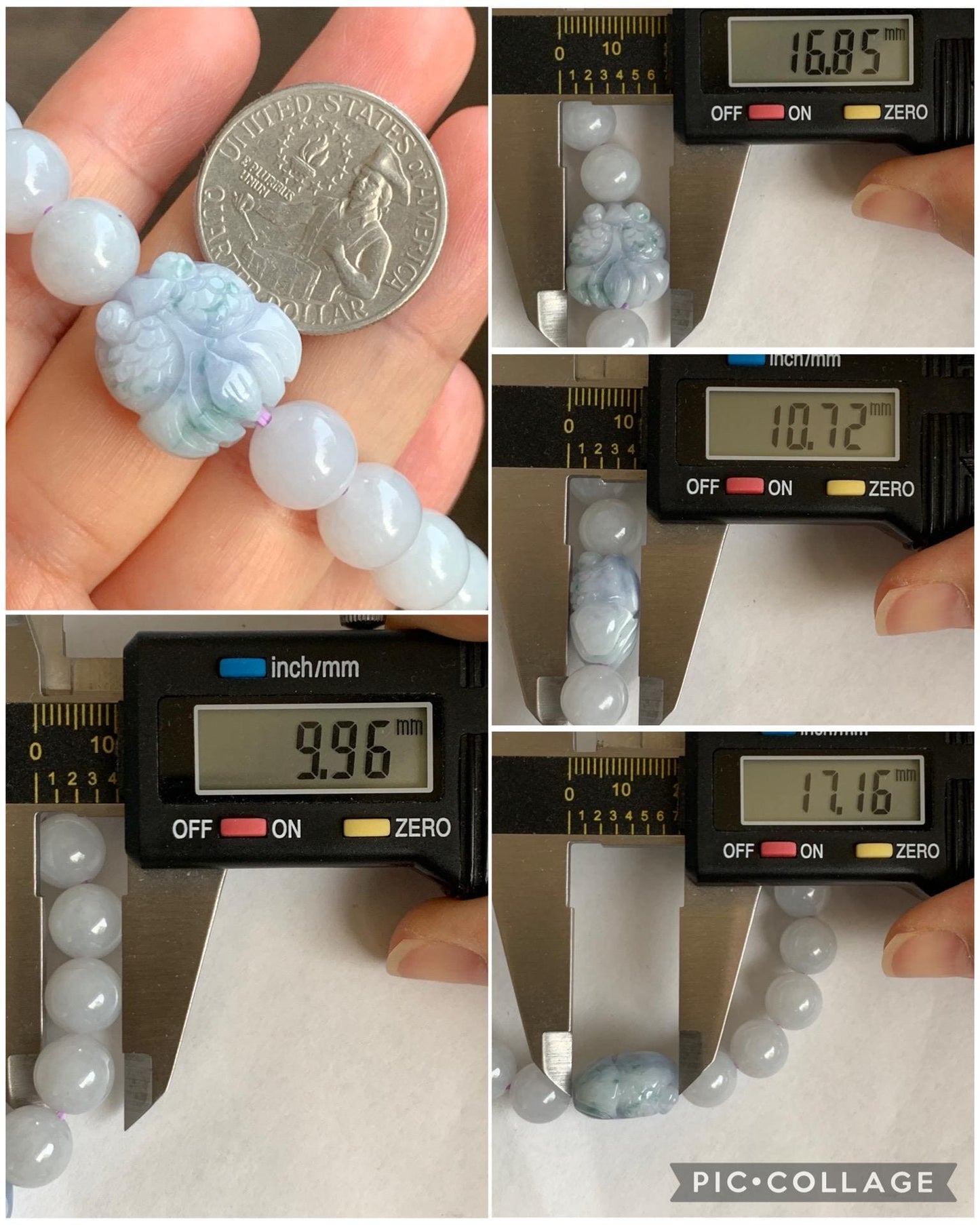 Natural Grade A Icy Translucent White Jade Jadeite Round Beads Spring Colored Goldfish Charm Beaded Bracelet 6.75" 天然白冰胶翡翠春彩翡翠金鱼手串 MBCH365