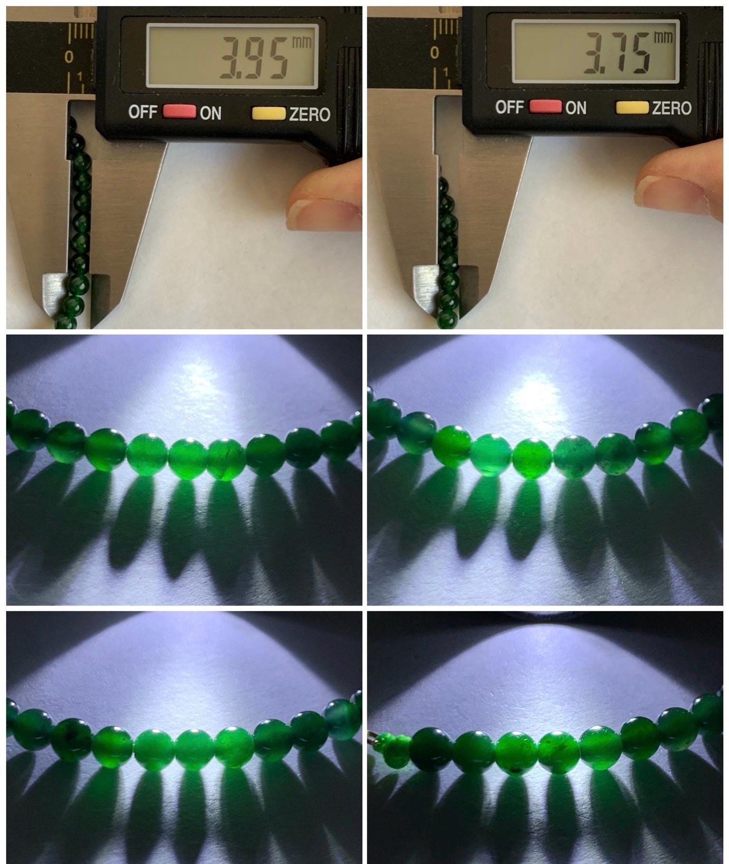 Natural Grade A Guatemalan Icy Translucent Vibrant Green Jade Jadeite Petite Beaded Bracelet 3.8mm 7” 14K Yellow Gold 天然冰危绿翡翠小圆珠手串 WXL107