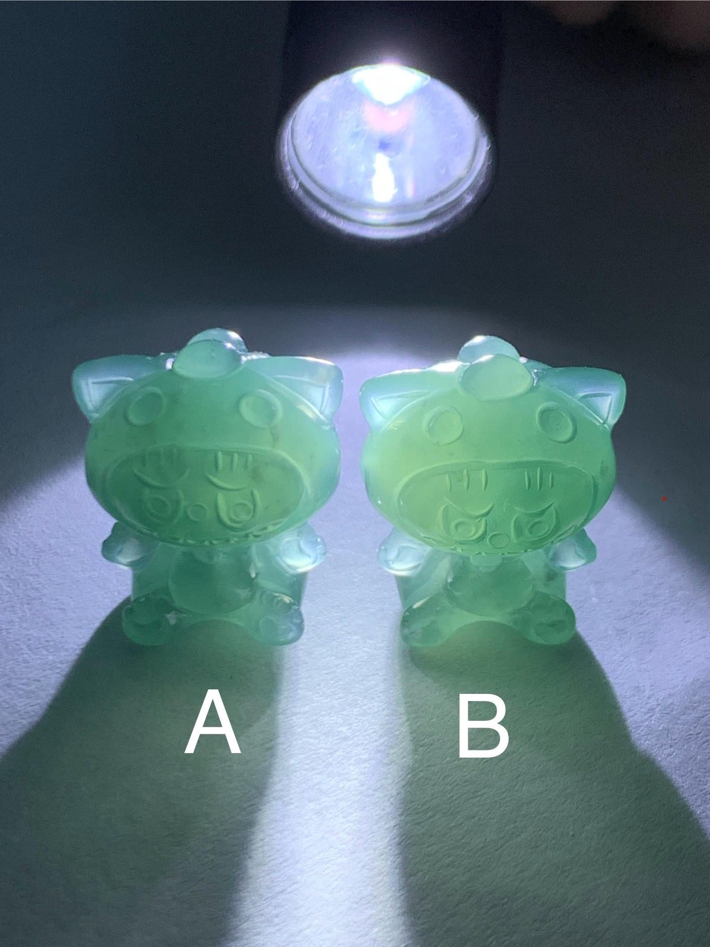 Natural Grade A Guatemalan Icy Translucent Teal Blue Jade Jadeite Carved Monster Plush Doll Charm Loose Stones DIY 天然冰危蓝绿翡翠雕刻小可爱 LBBX