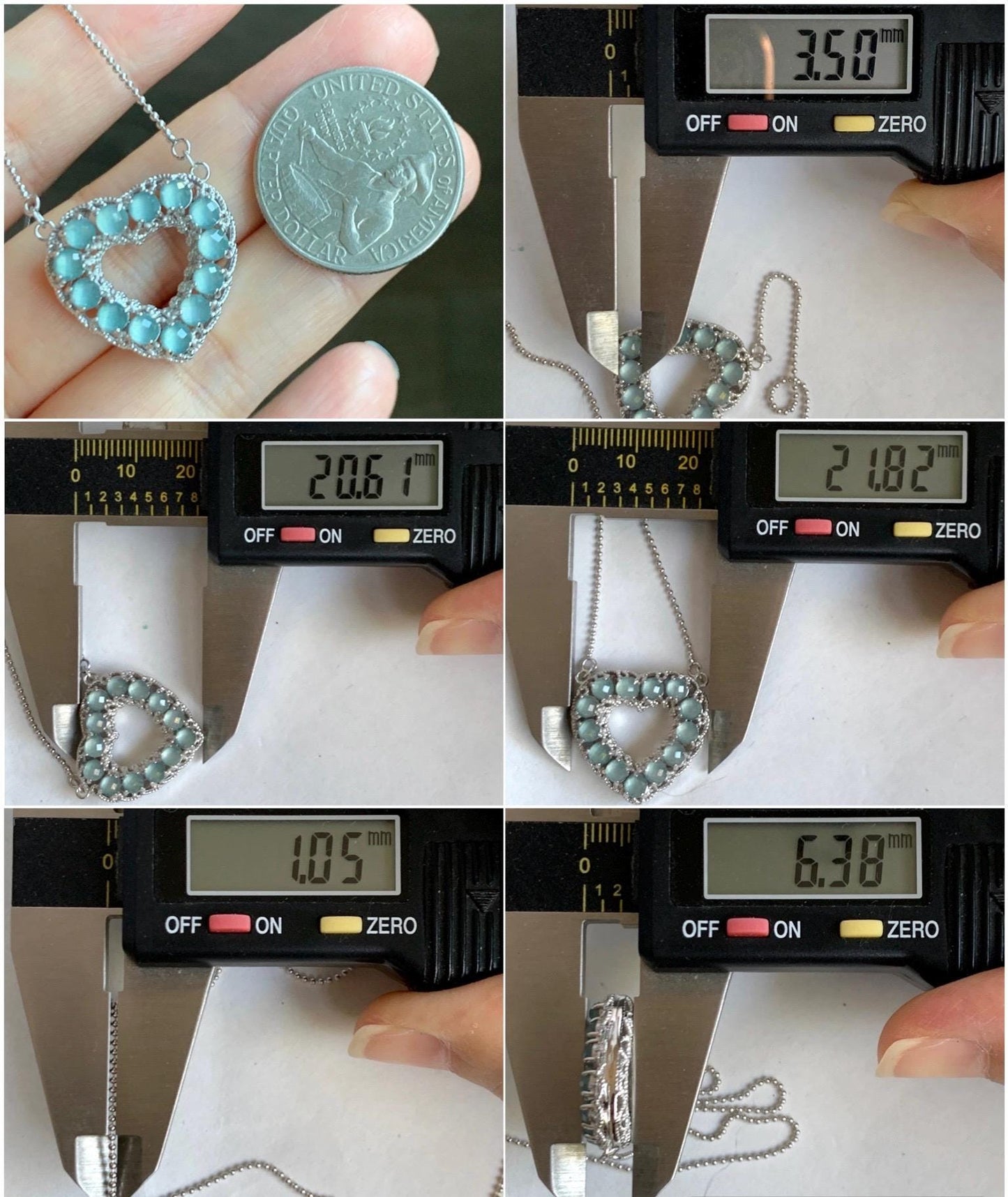 Natural Guatemalan Icy Highly Translucent Pastel Blue Jade Jadeite Heart Pendant Necklace Sterling Silver 16.25”-18.5” 天然高冰危淡蓝翡翠爱心锁骨链 WLQ165
