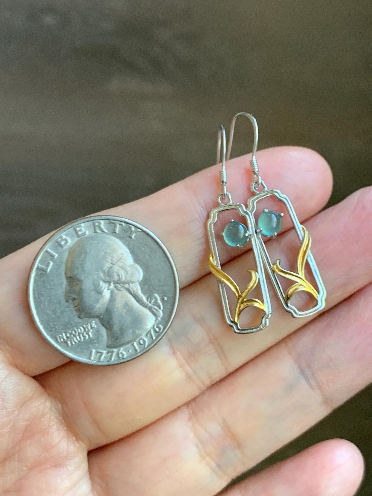 Natural Grade A Guatemalan Icy Highly Translucent Pastel Teal Blue Jade Jadeite Dangle Earrings Sterling Silver 天然冰危淡蓝翡翠银镶耳钩 XED77