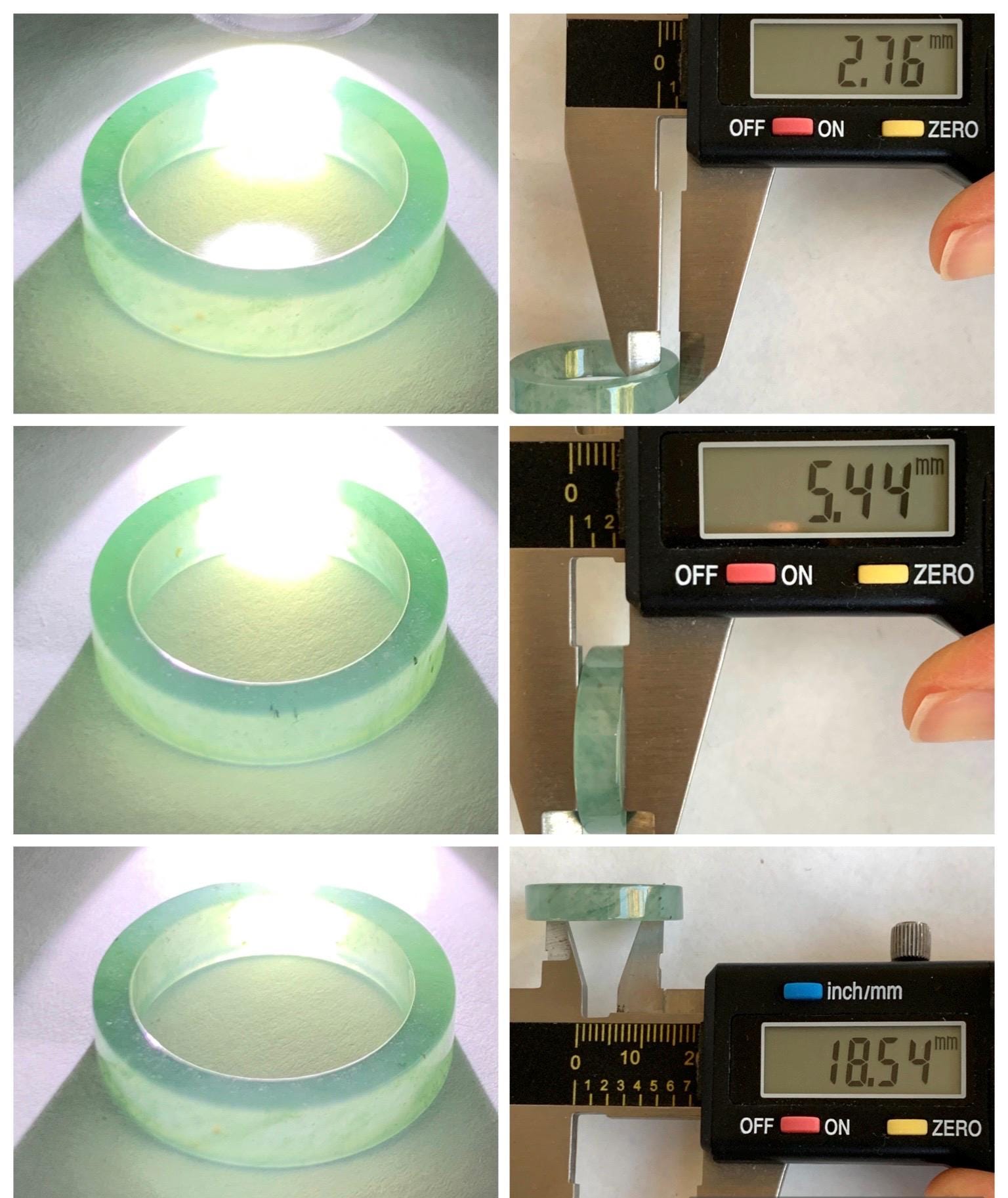 Natural Grade A Guatemalan Icy Highly Translucent Light Green Jade Jadeite Square Edged Band Ring Size 8.5 US 天然冰危晴绿翡翠角戒戒圈 LLJ180C
