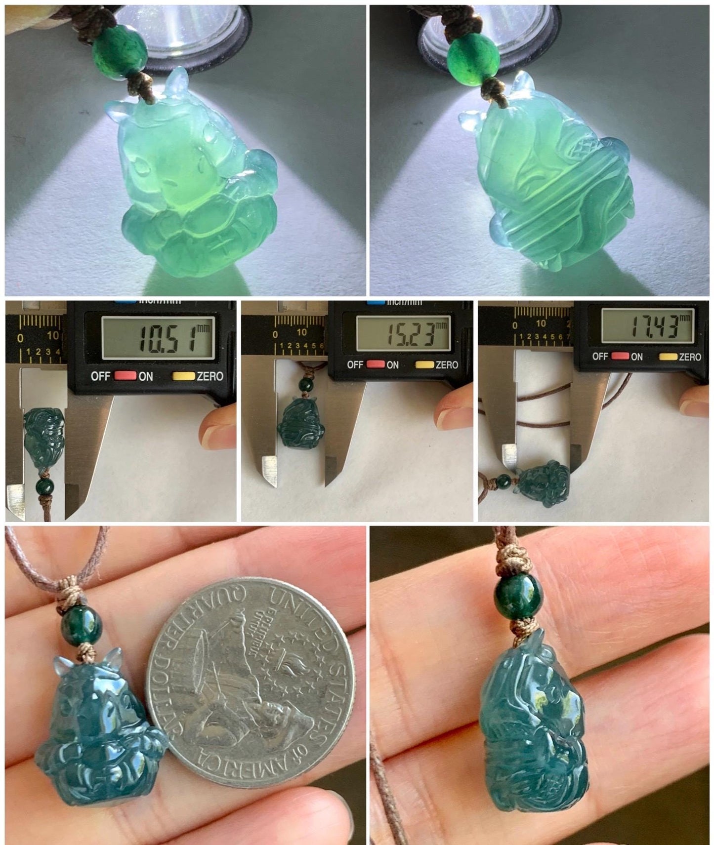 Natural Grade A Guatemalan Icy Translucent Dark Teal Blue Jade Jadeite Horse Pendant Rope Necklace Chinese Zodiac 25” 天然冰危深蓝翡翠生肖马吊坠 SHX150H
