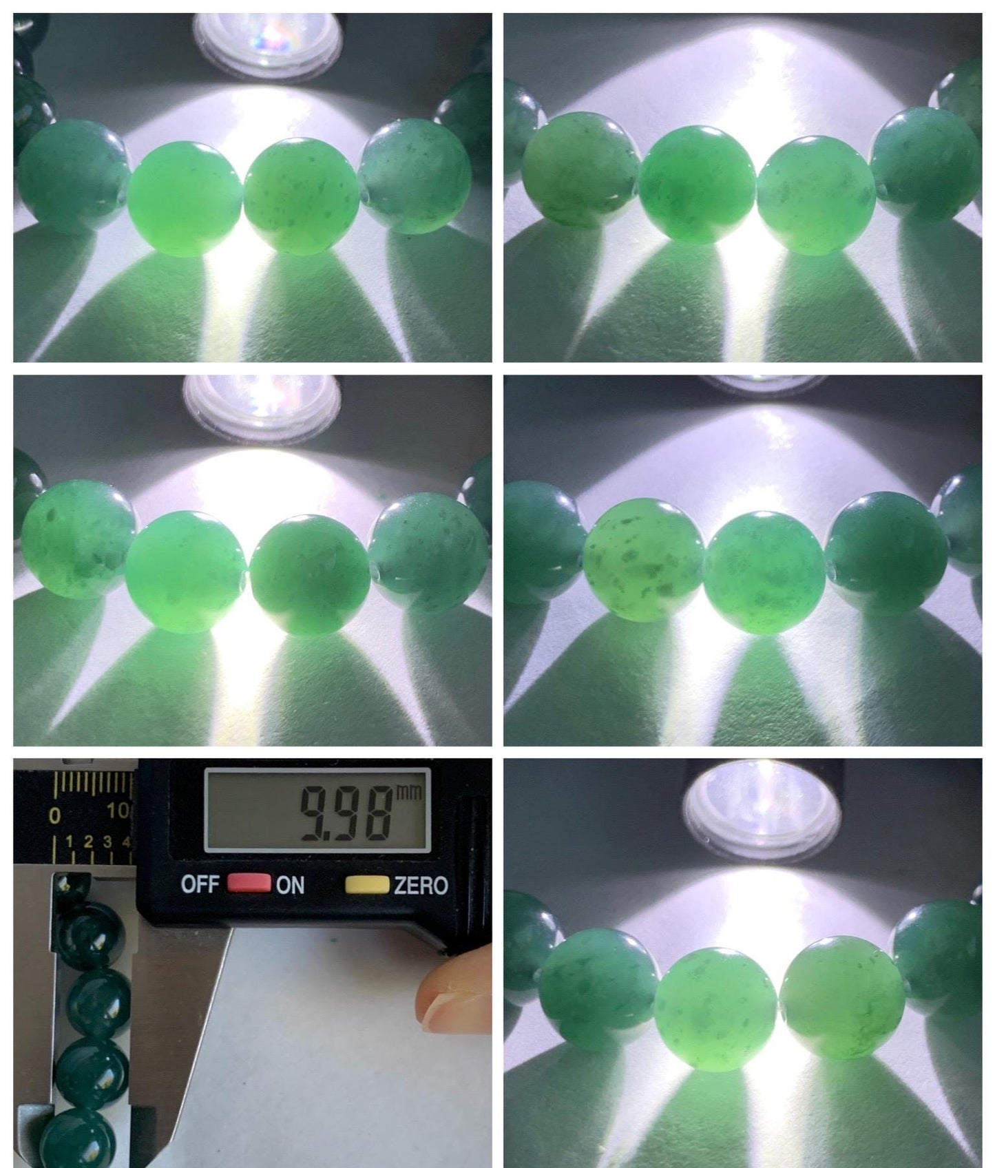 Natural Guatemalan Grade A Icy Translucent Dark Teal Green Jade Jadeite Beaded Bracelet Stretchy 9.8mm 7.25” 33g 天然冰危深蓝绿翡翠圆珠手串 WLP180B