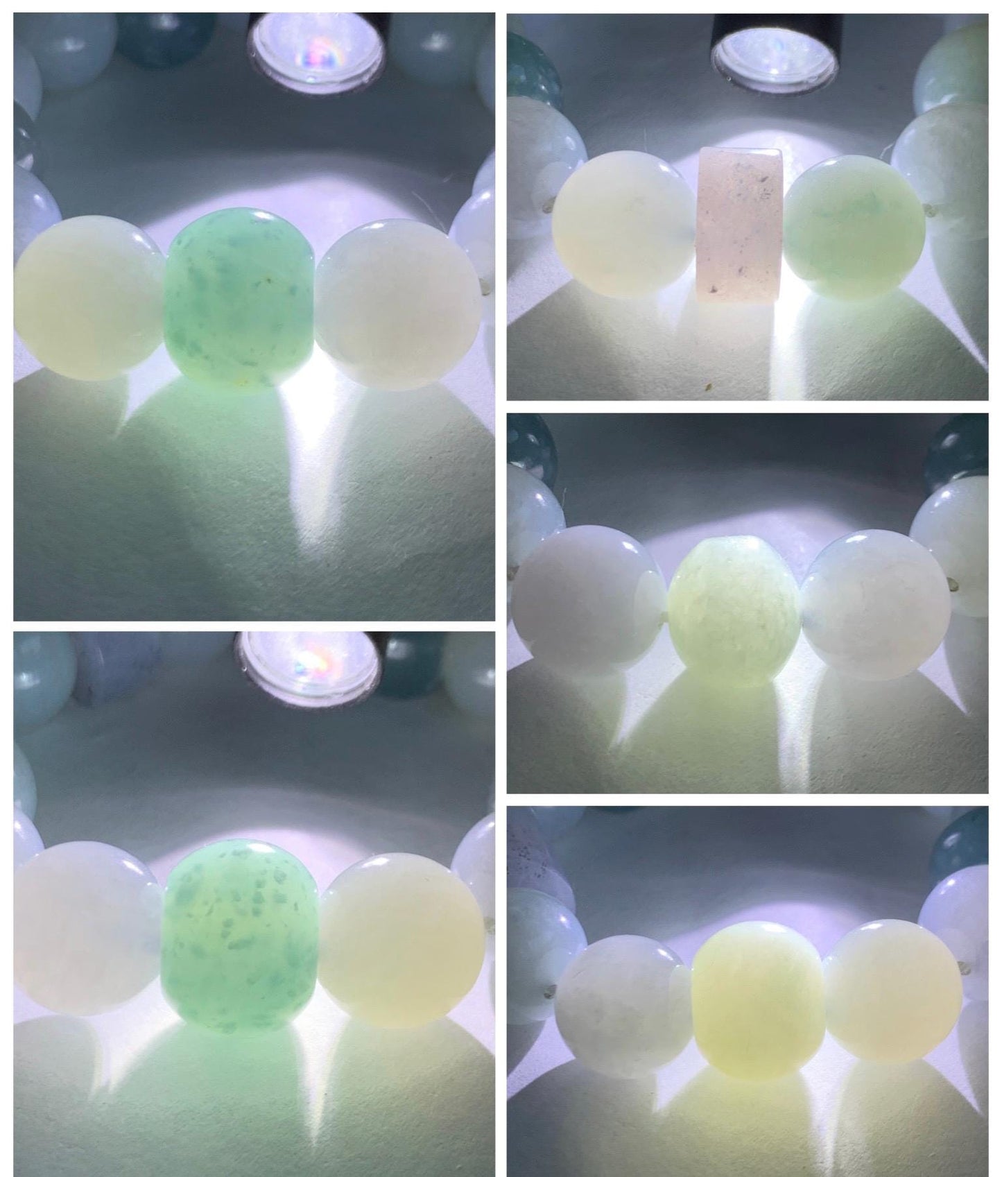 Natural Grade A Icy Translucent Gelatinous Multicolored Jade Jadeite Large Beads Beaded Bracelet 7" 86g 天然冰胶多宝翡翠大卡圆珠鼓珠手串 MDB740