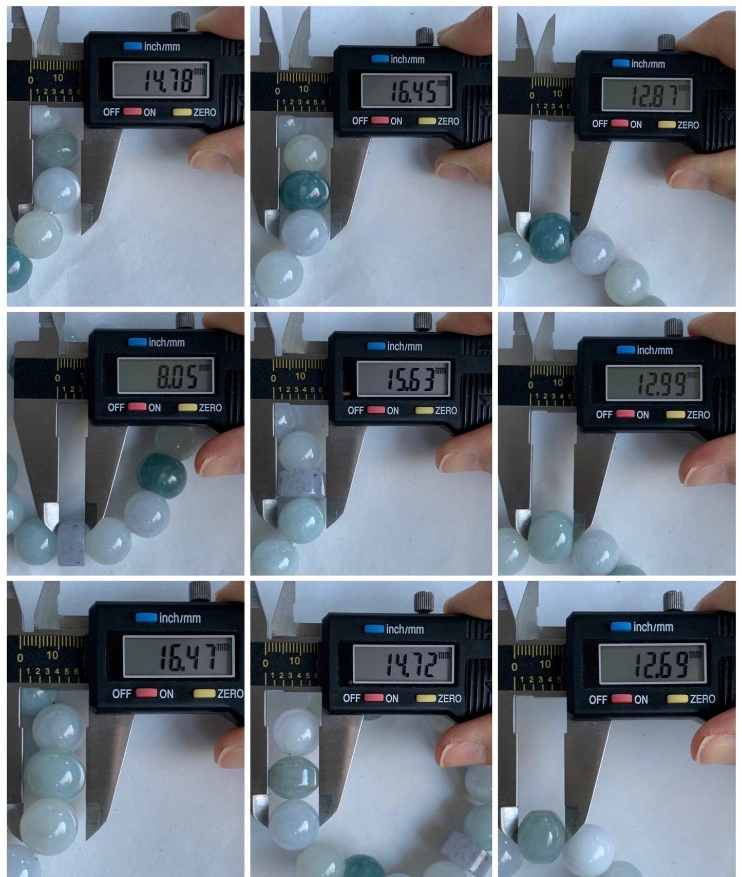 Natural Grade A Icy Translucent Gelatinous Multicolored Jade Jadeite Large Beads Beaded Bracelet 7" 86g 天然冰胶多宝翡翠大卡圆珠鼓珠手串 MDB740