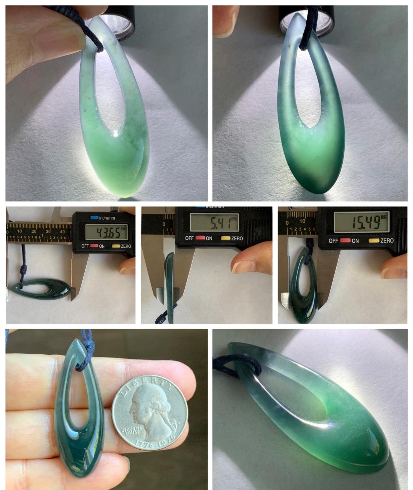 Natural Grade A Guatemalan Icy Highly Translucent Dark Blue Jade Jadeite Carved Teardrop Pendant Rope Bracelet 26” 天然冰危深蓝翡翠水滴项链 WSD160C