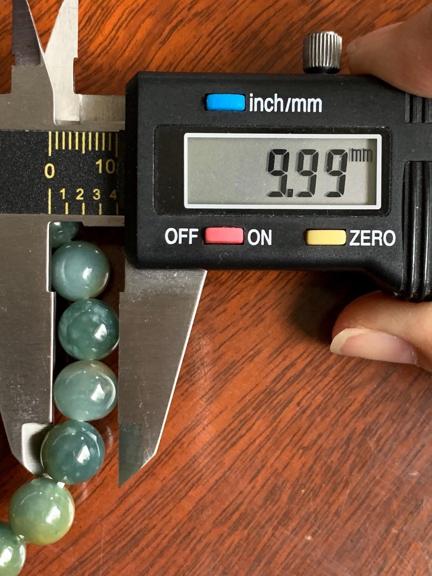 Natural Grade A Guatemalan Icy Translucent Dark Teal Yellow Marbled Jade Jadeite Beaded Bracelet Stretchy 9.7mm 7.75" 天然冰危飘黄翡翠圆珠手串 WLH330