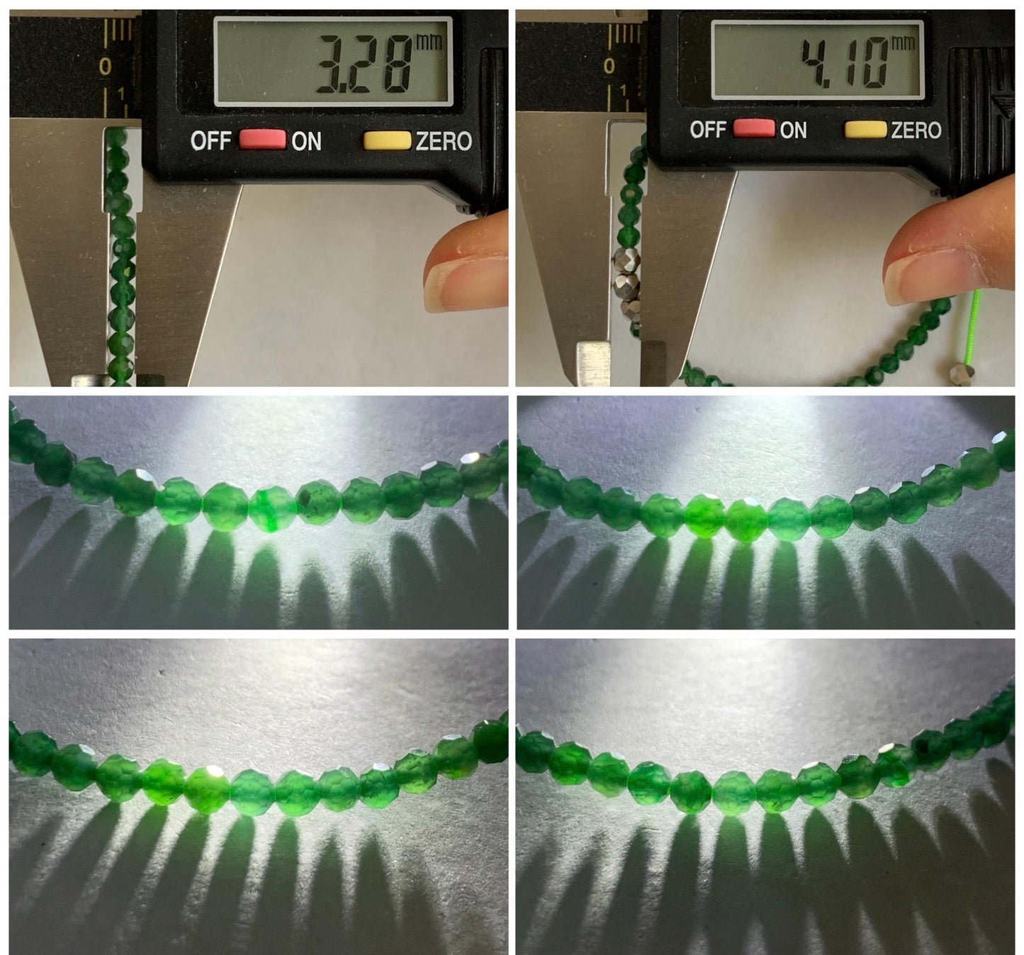 Natural Grade A Guatemalan Icy Translucent Green Jade Jadeite Petite Faceted Beads Beaded Bracelet Sterling Silver 7” 天然冰危绿翡翠小卡切割面珠手串XWQ220A